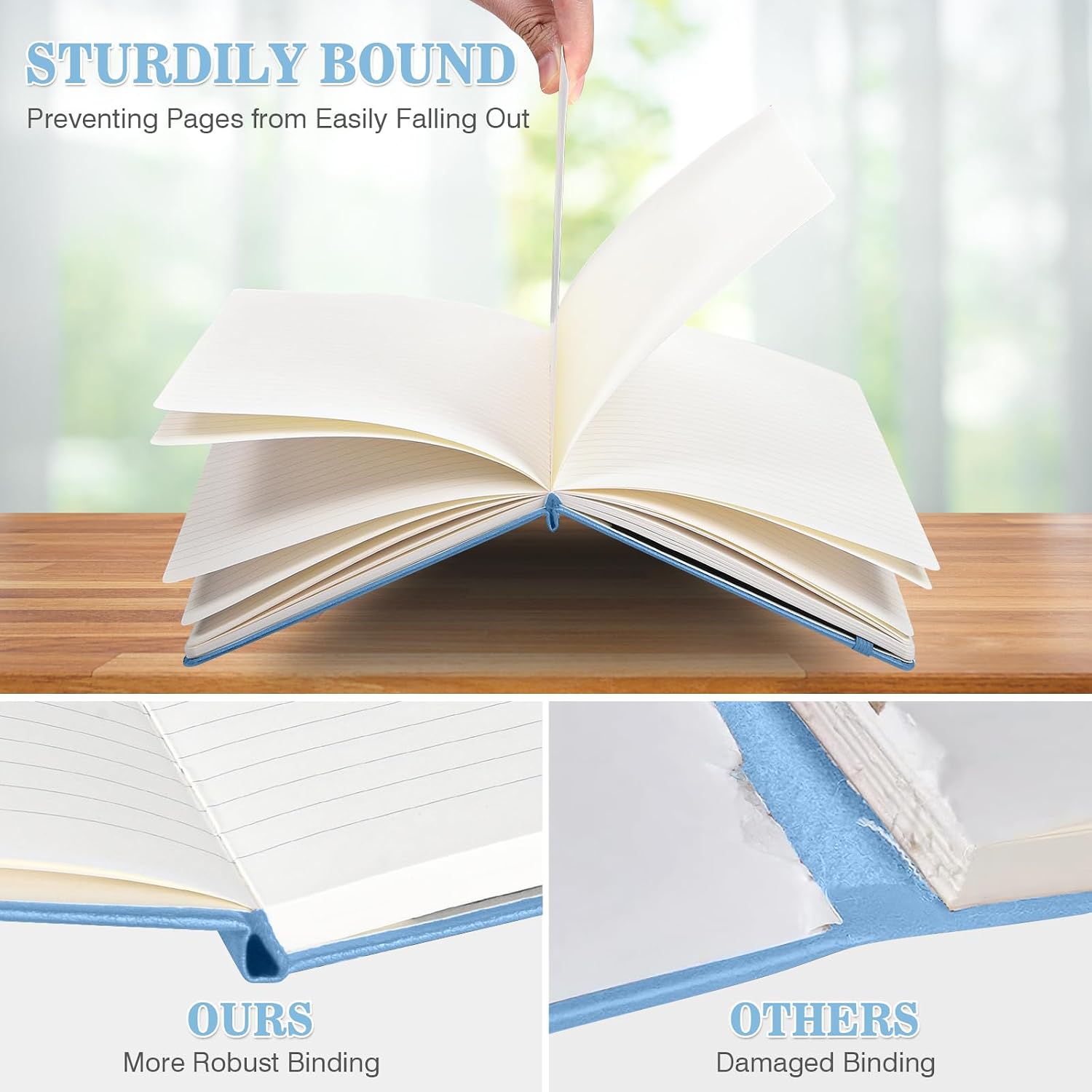 Thumbnail 4 de OMEYA 4-Pack A5 Ruled Notebooks, 100 gsm Paper, Faux-Leather Covers