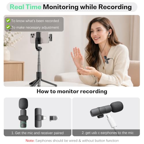 Thumbnail 6 de aiworth Mini Wireless Lavalier Microphone for iPhone/iPad/Android – Dual Transmitters, Plug & Play