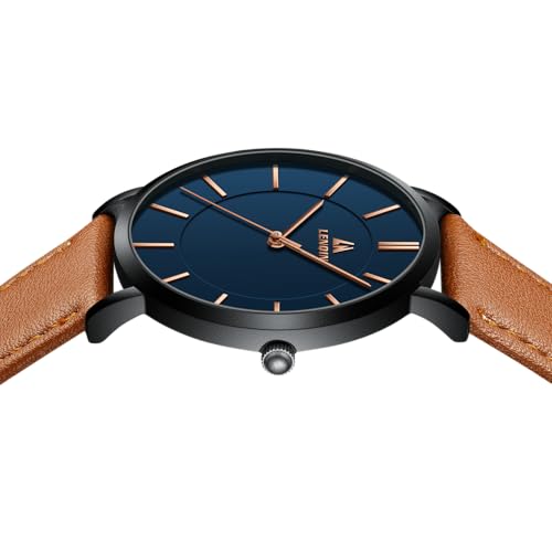 Detalle de LN LENQIN Montres Hommes – Montre analogique à quartz étanche 43 mm