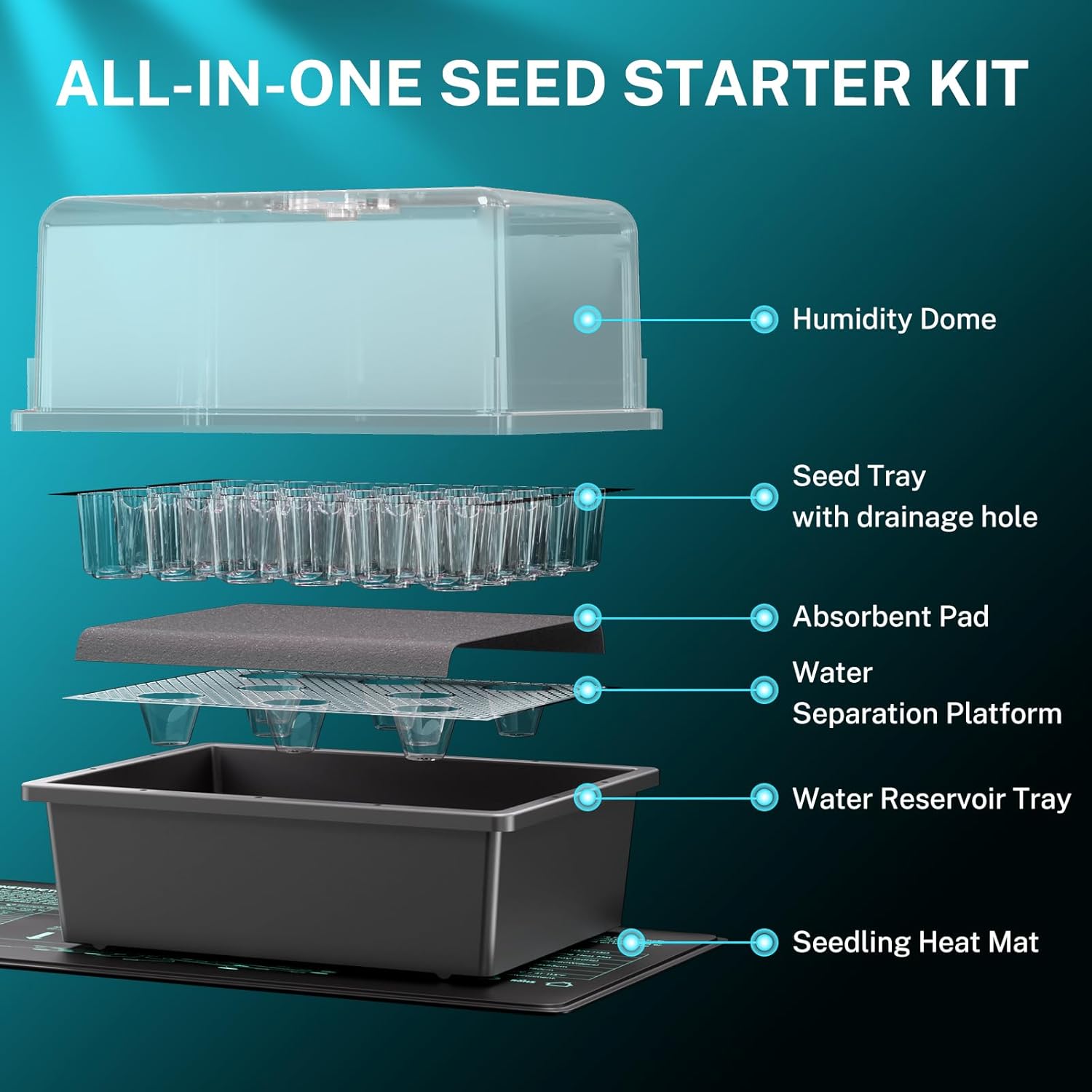 Thumbnail 1 de HG Power mini serra di germinazione con tappeti riscaldati e cupola, vassoio da 30 celle