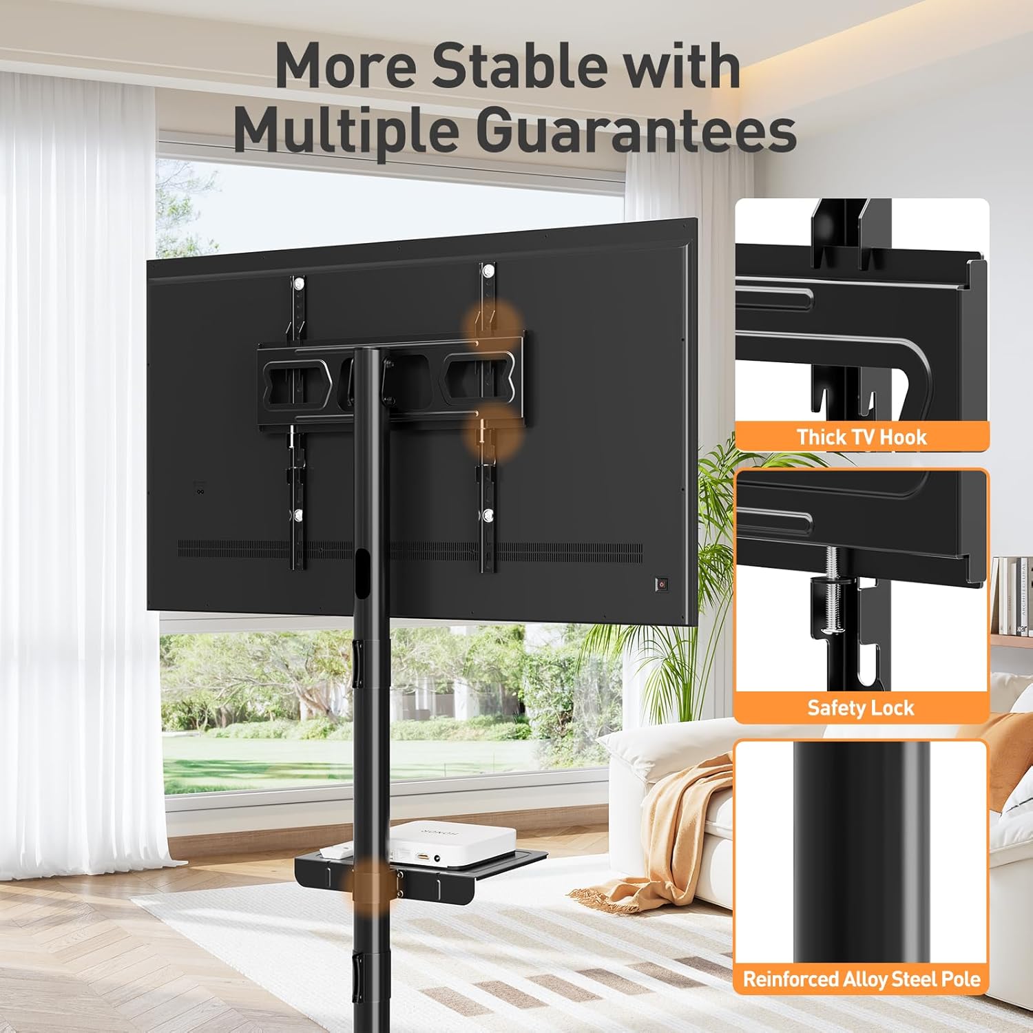 Detalle de ELIVED EV1117: Carrello porta TV mobile con rotelle per 26–60 pollici, fino a 25 kg