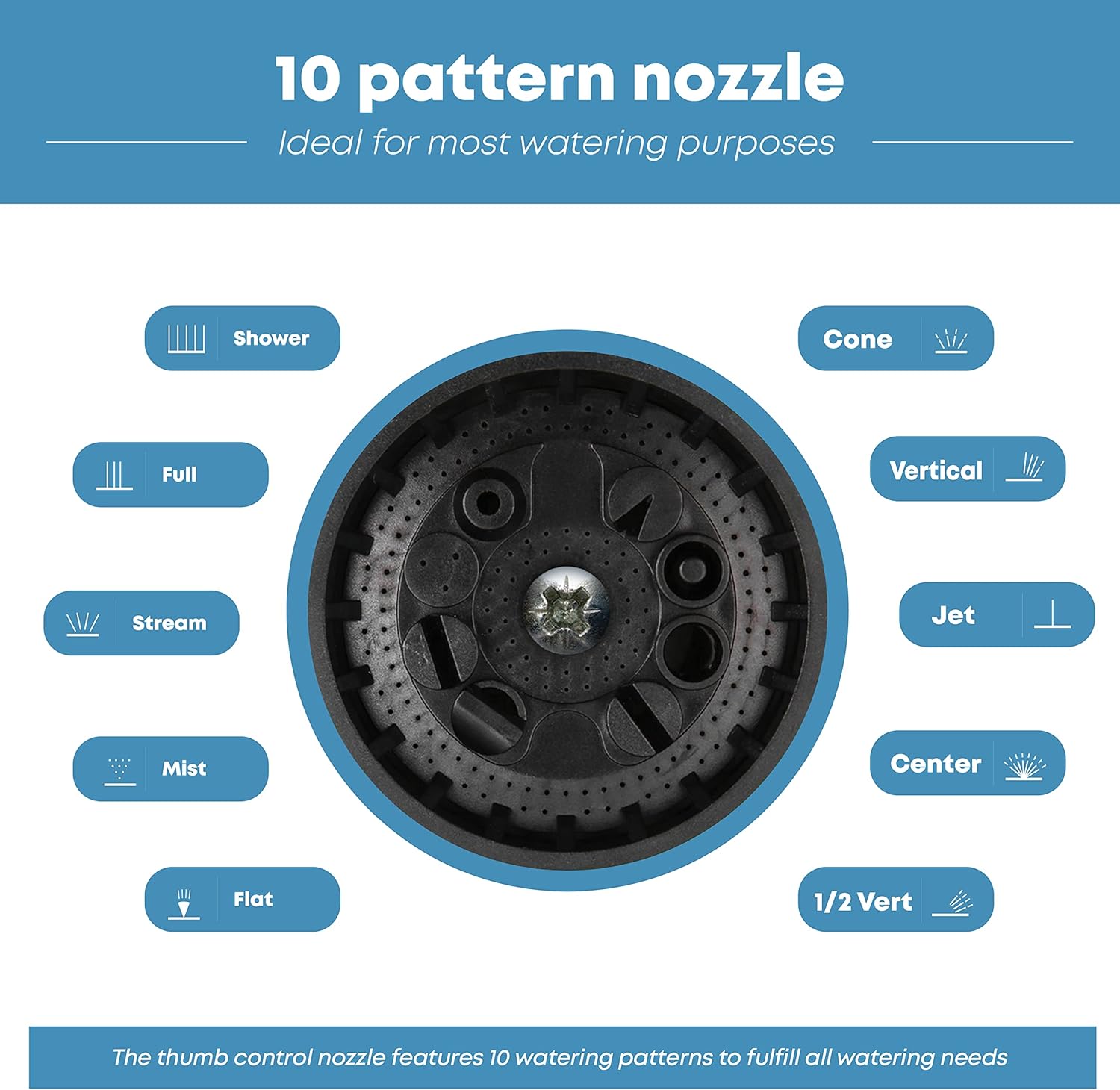 Detalle de INNAV8 Heavy Duty Garden Hose Nozzle with Thumb Control Valve (10 Spray Patterns)