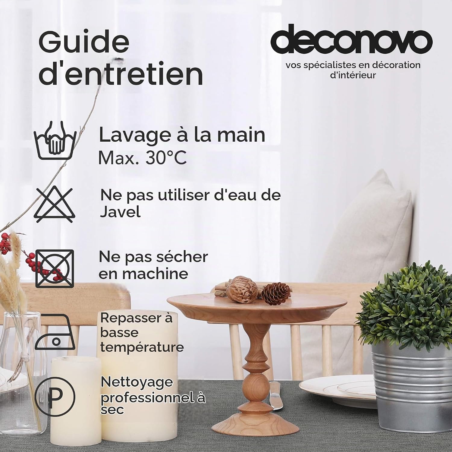 Detalle 2 de Deconovo NF2119FM-6 tafelkleed 130 x 200 cm, waterafstotend met linnenlook