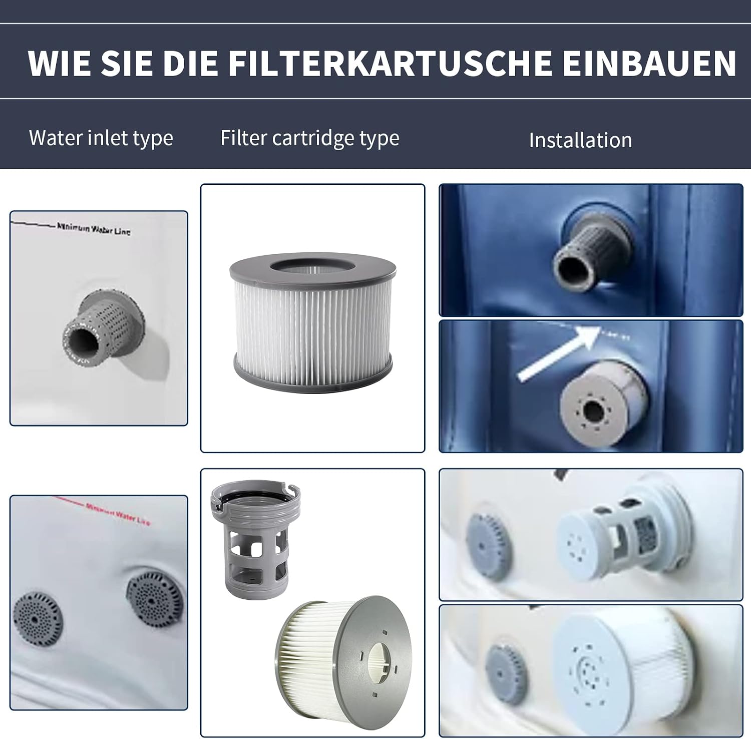 Detalle de Aoyern Ersatzfilter für MSPA Whirlpool Wasserfilter – 4 Stück, kompatibel mit MSPA/Whirlpool Modellen