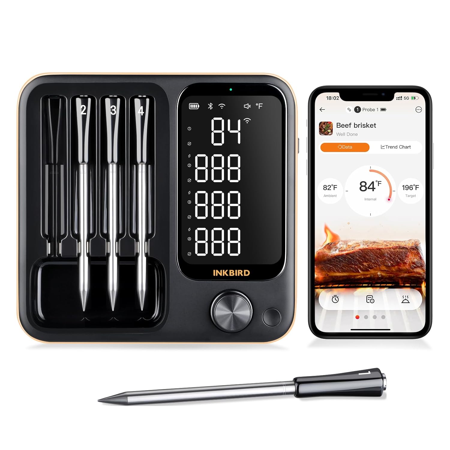 Detalle de INKBIRD Wireless Meat Thermometer with 4 Probes