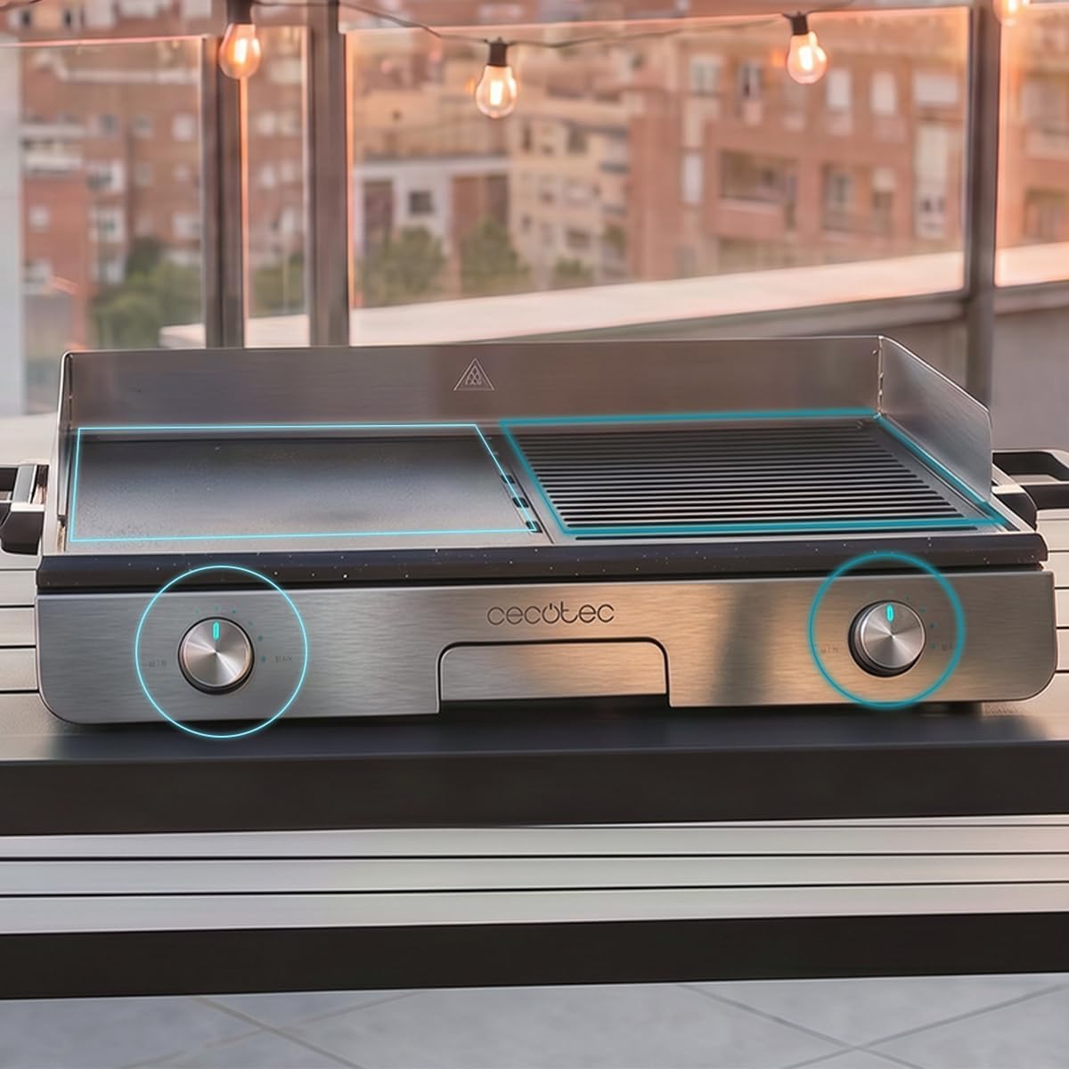 Detalle de Cecotec Barbecue Électrique Perfectroast 3000 Inox Max – cuisson 30 x 50 cm, 2 zones