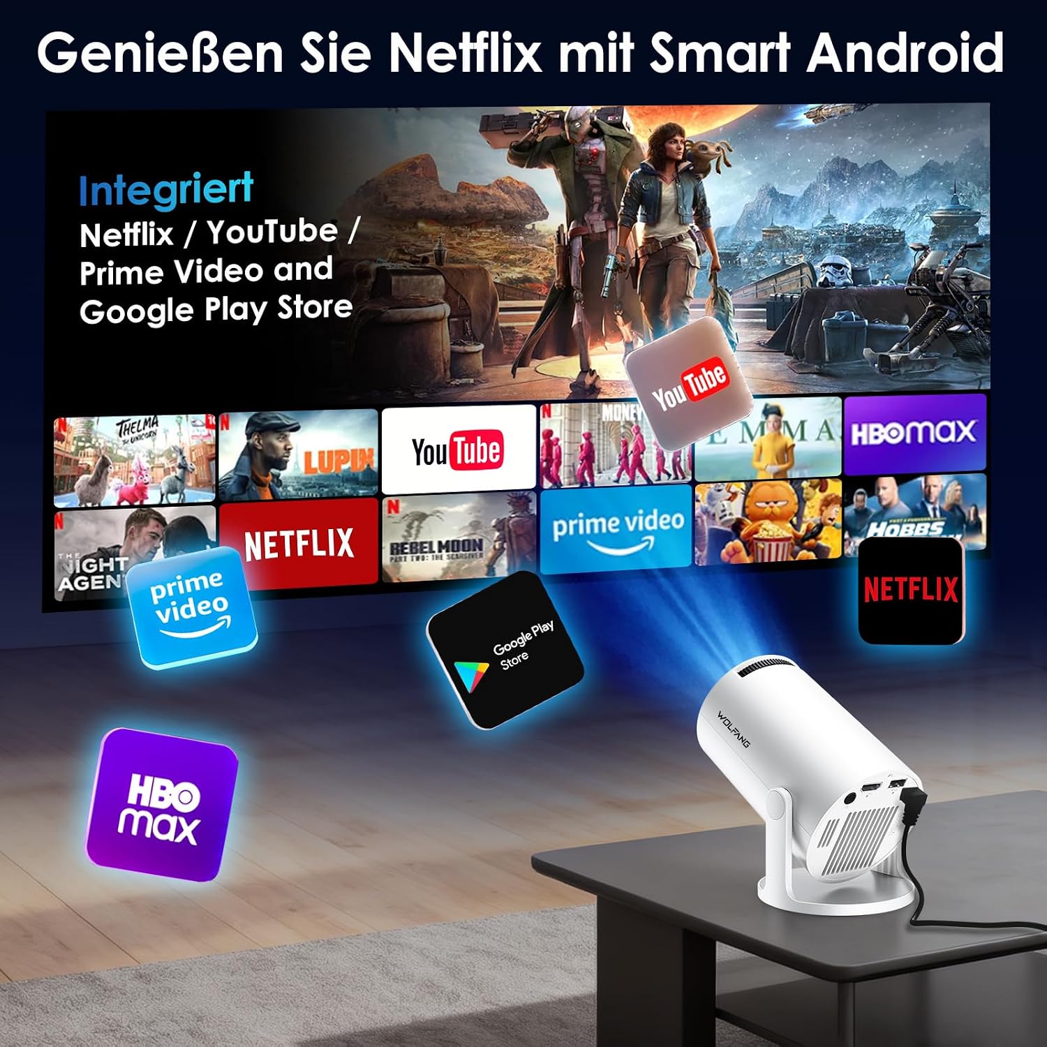 Detalle de WOLFANG Mini Beamer 1080P đź“˝