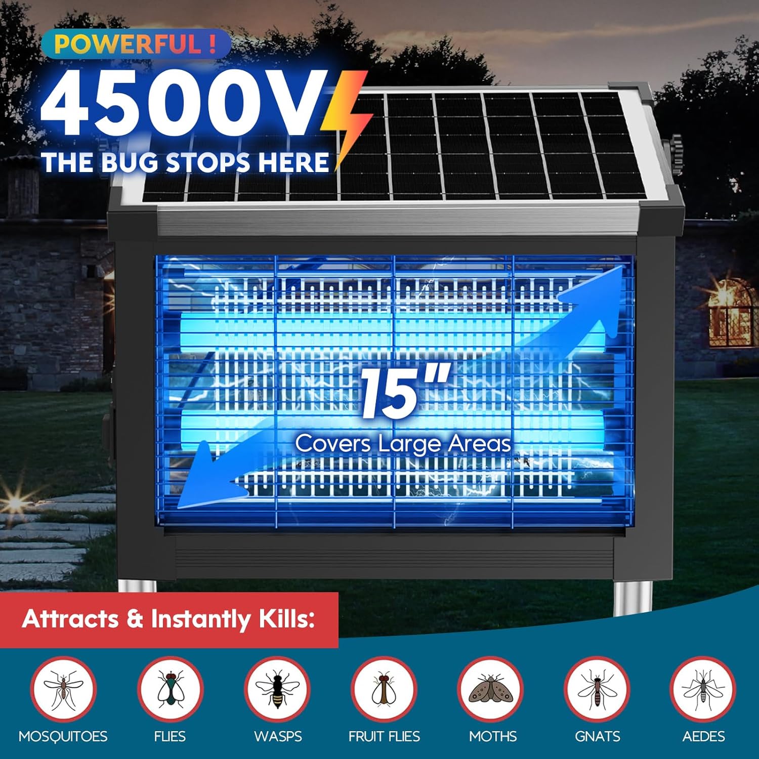 Thumbnail 3 de PhatroyYee Solar Insect Zapper: 4-in-1 Outdoor/Indoor Mosquito Killer for Patio, Garden, and Camp