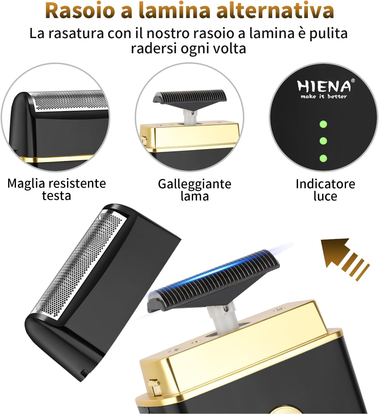 Thumbnail 3 de HIENA PRO Tagliacapelli Uomo Professionale – Kit completo per rasatura e taglio, rasoio a lamina e accessori incluso