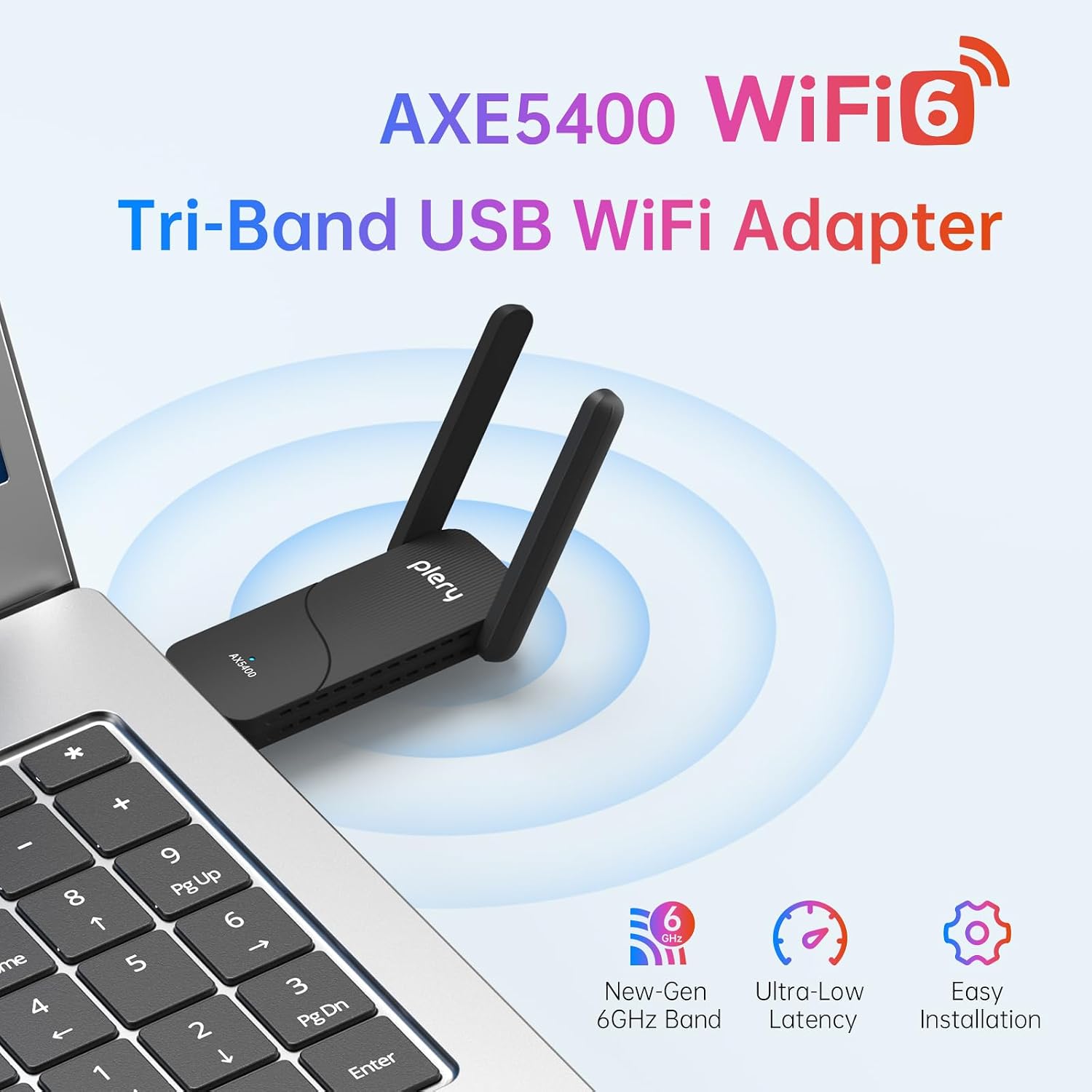 Detalle de PLERY AXE5400 WiFi 6E USB WiFi Dongle for PC