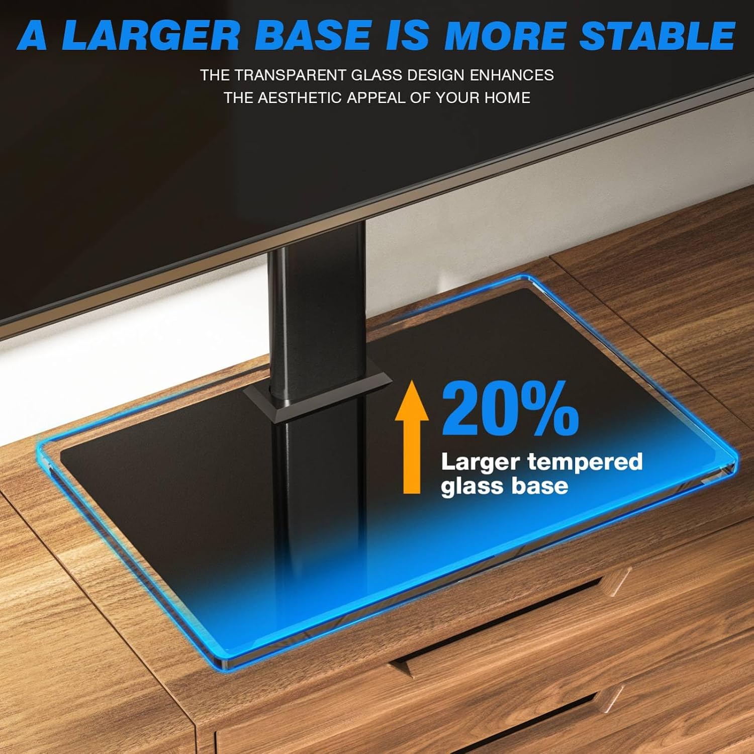 Thumbnail 2 de Rfiver Universal TV Stand/Base for 27-60 inch TVs, Tempered Glass, Height Adjustable