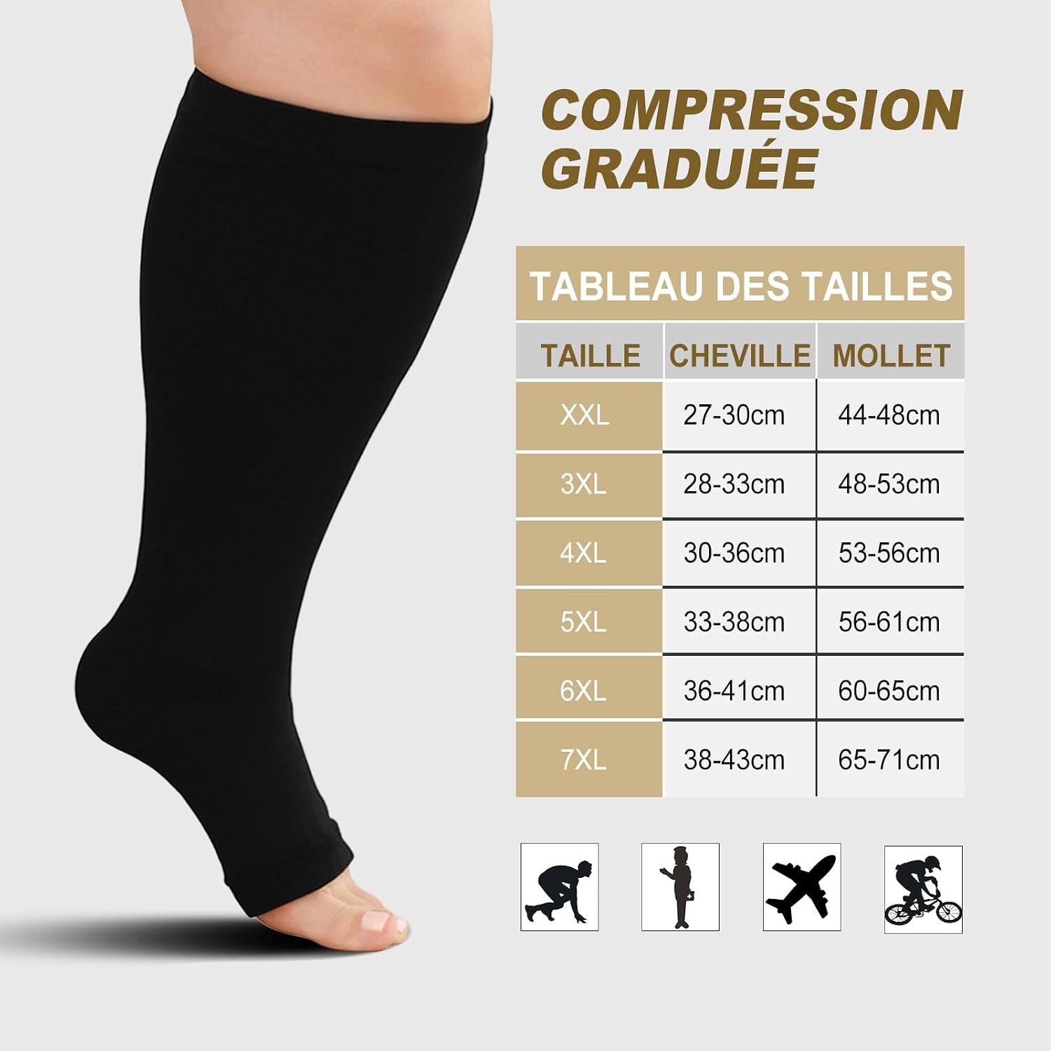Detalle 2 de ZFSOCK Bas de Contention XXL 7XL 20-30 mmHg