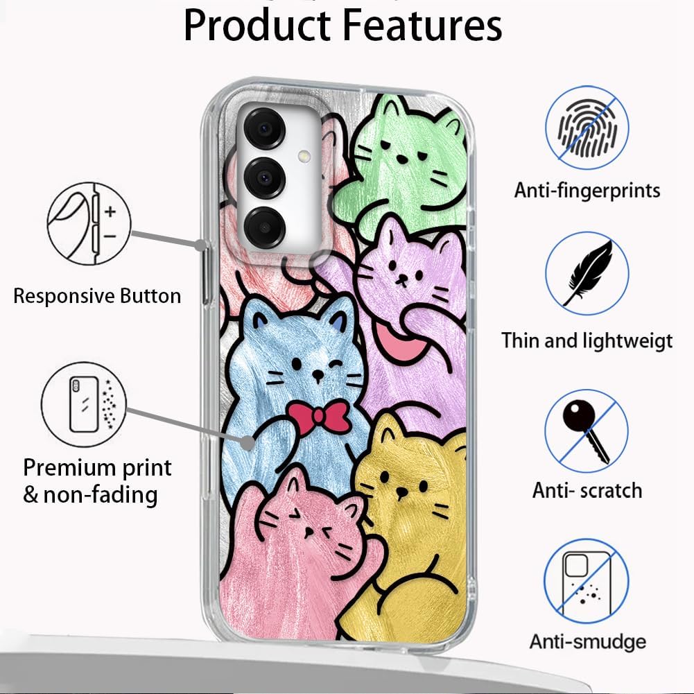Detalle de Tedyhulle Hülle für Samsung Galaxy A54 5G – Katzen-Muster, bunte Silikon-TPU-Schutzhülle