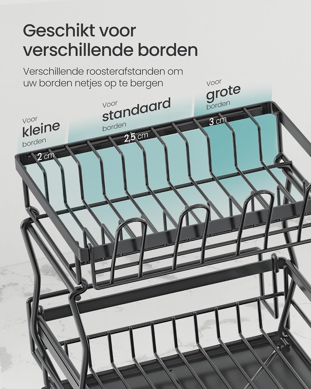 Thumbnail 6 de SONGMICS PATALLA KCS551G101 afdruiprek, 2-laags, grijs met draaibare uitloop