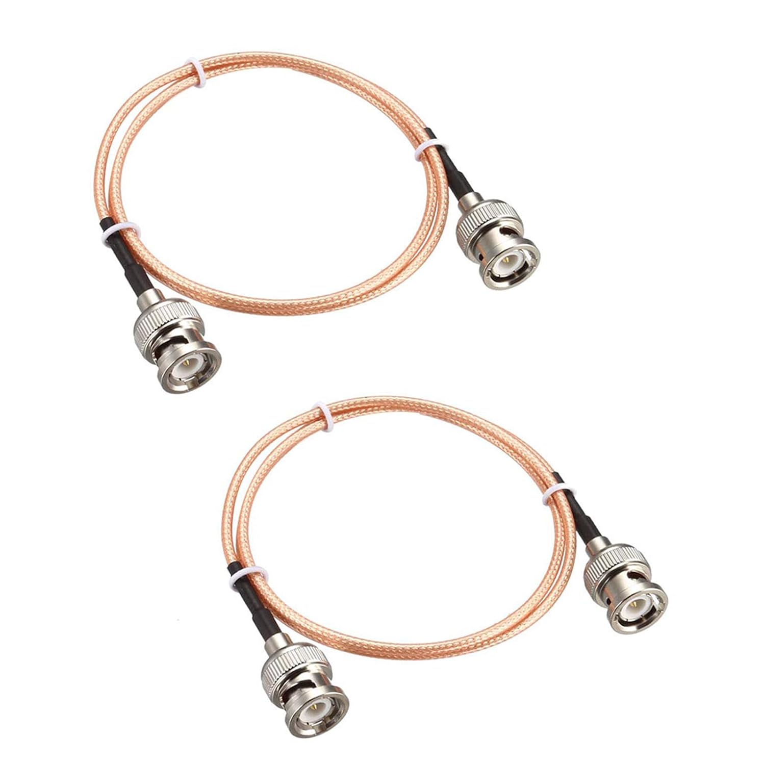 Detalle de MACHSWON RG316 2-Pack Coaxial Cables with BNC Male to BNC Male Connectors (1.5 ft) – 50 Ohm, Low Loss for CCTV and RF