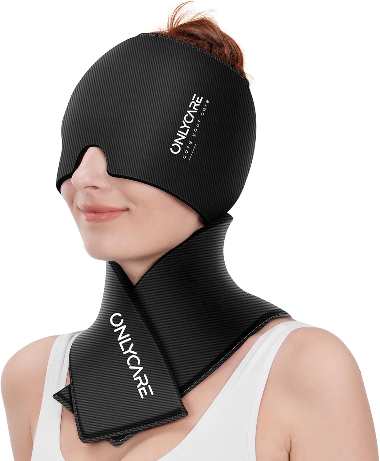 Detalle de ONLYCARE Migraine Relief Cap and Neck Ice Pack Set, Reusable Hot/Cold Gel Wraps
