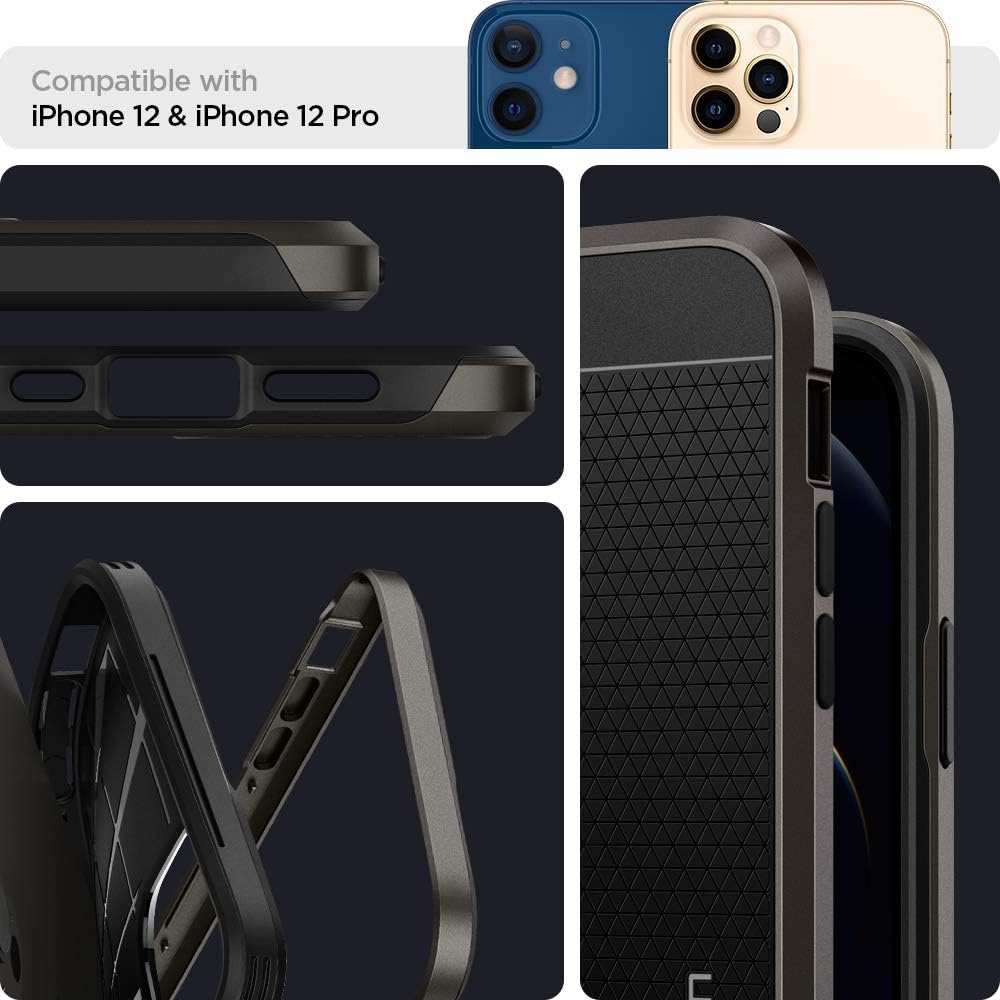 Detalle de Spigen Neo Hybrid pour iPhone 12 / iPhone 12 Pro en Gunmetal : coque double couche avec protection des coins