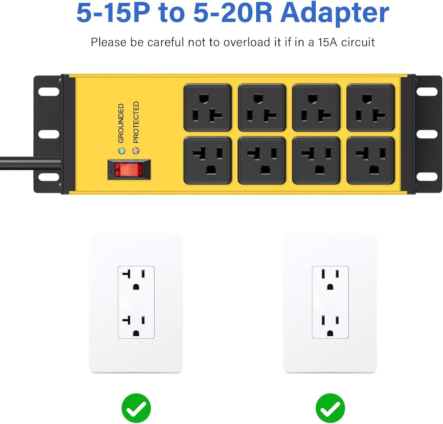 Thumbnail 3 de CCCEI CC20A-08-01 Heavy-Duty Power Strip, 8 Outlets, 12-Gauge 6-ft Cord