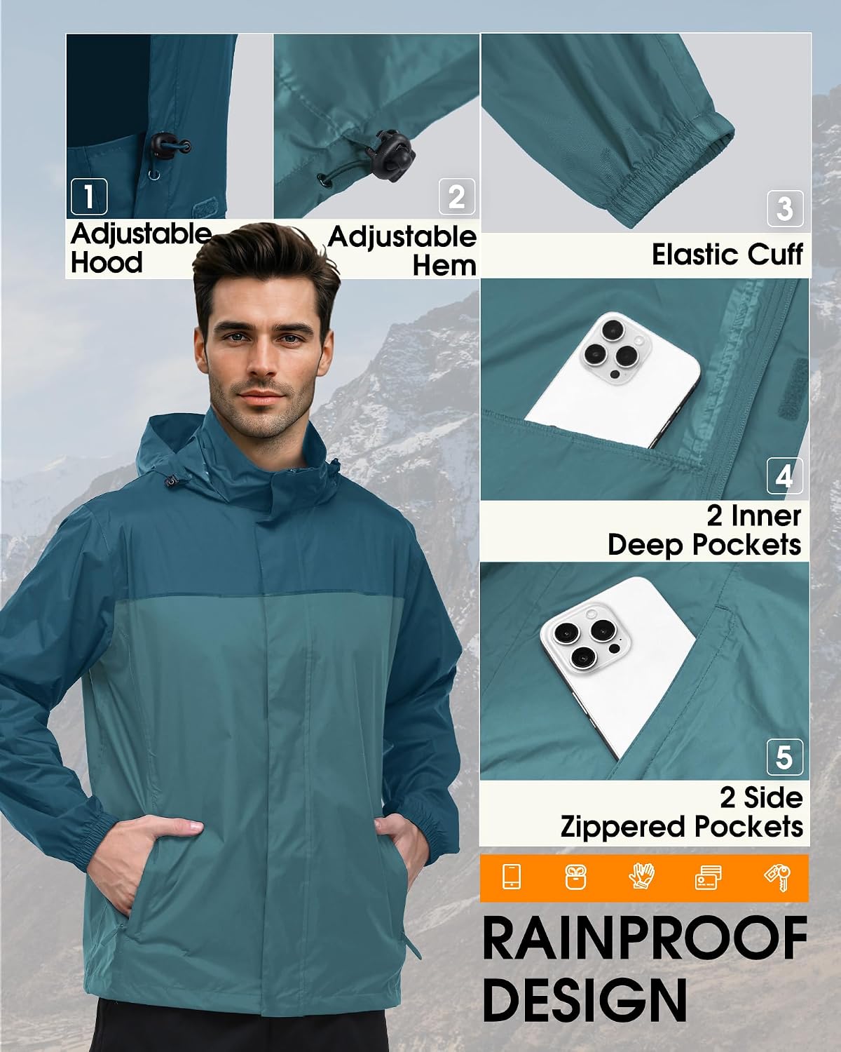 Thumbnail 6 de Outdoor Ventures Mens Lightweight Waterproof Jacket