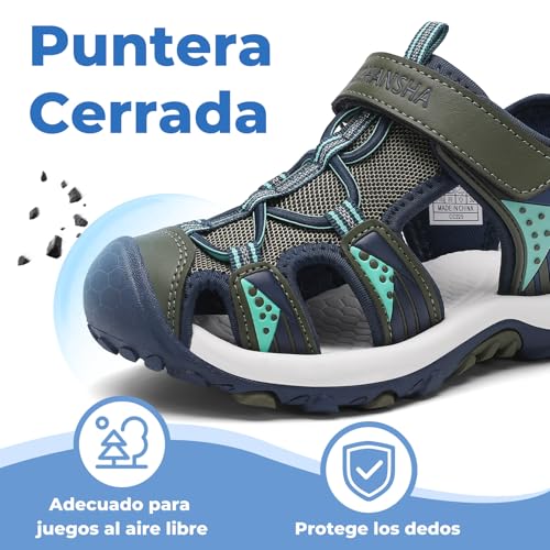 Thumbnail 2 de Mishansha Sandalias de Verano para Niños con Puntera Cerrada – Verdes, Talla 29