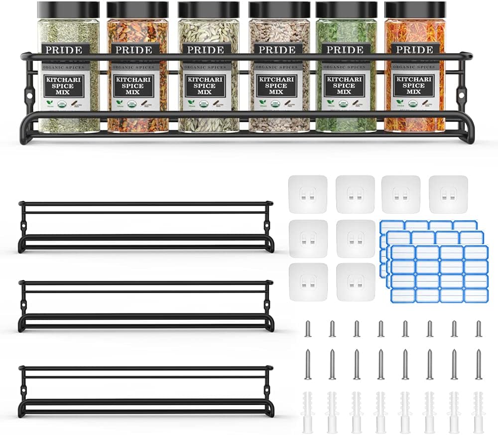 Detalle 2 de Spice Racks Organiser 4-tier wall-mounted spice shelf 🧂