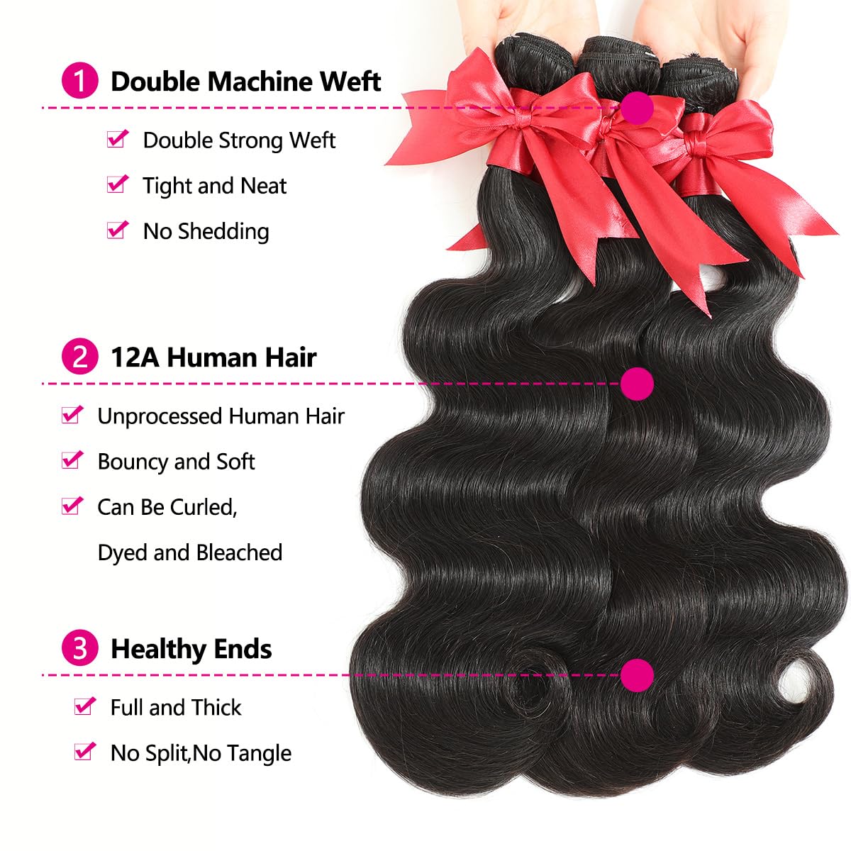 Detalle 2 de 12A Human Hair Bundles 13x4 HD Frontal