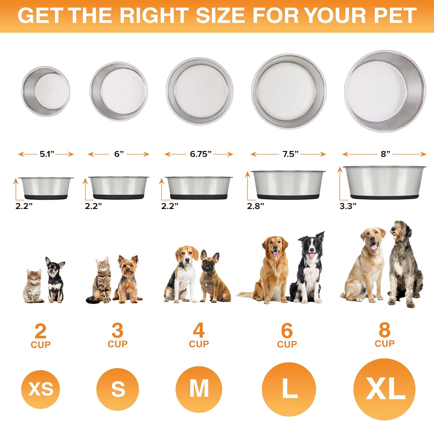 Thumbnail 5 de Neater Pet Brands 121-245-02 Stainless Steel Dog Bowls, 6-Cup, Set of 2