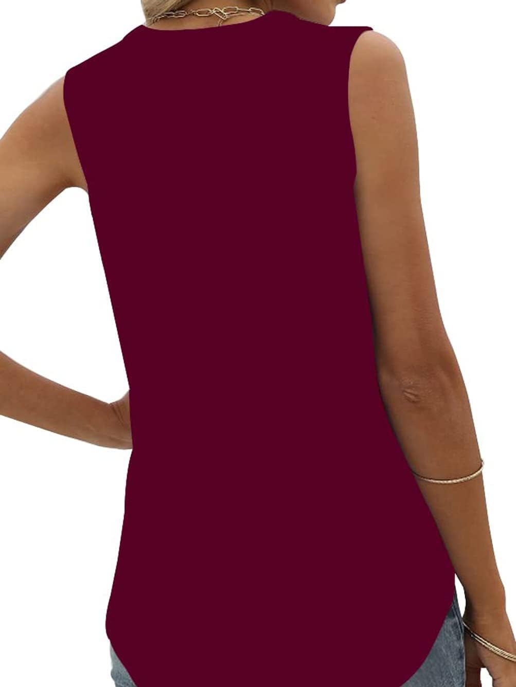 Thumbnail 3 de Famulily Women's V Neck Chiffon Tank Tops Pleated Sheer Vest Top