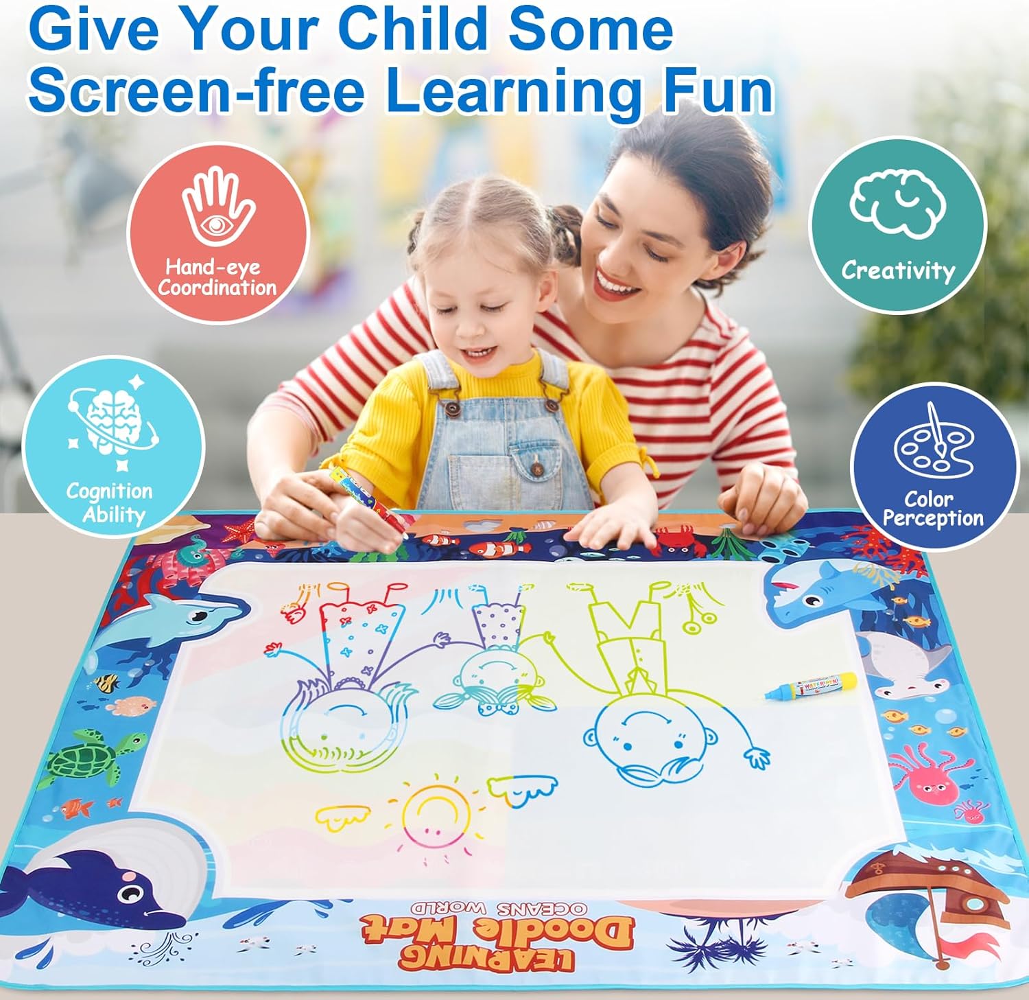 Detalle de Chellago Aqua Magic Doodle Matte – Malspaß mit Wasser für 1–6 Jahre