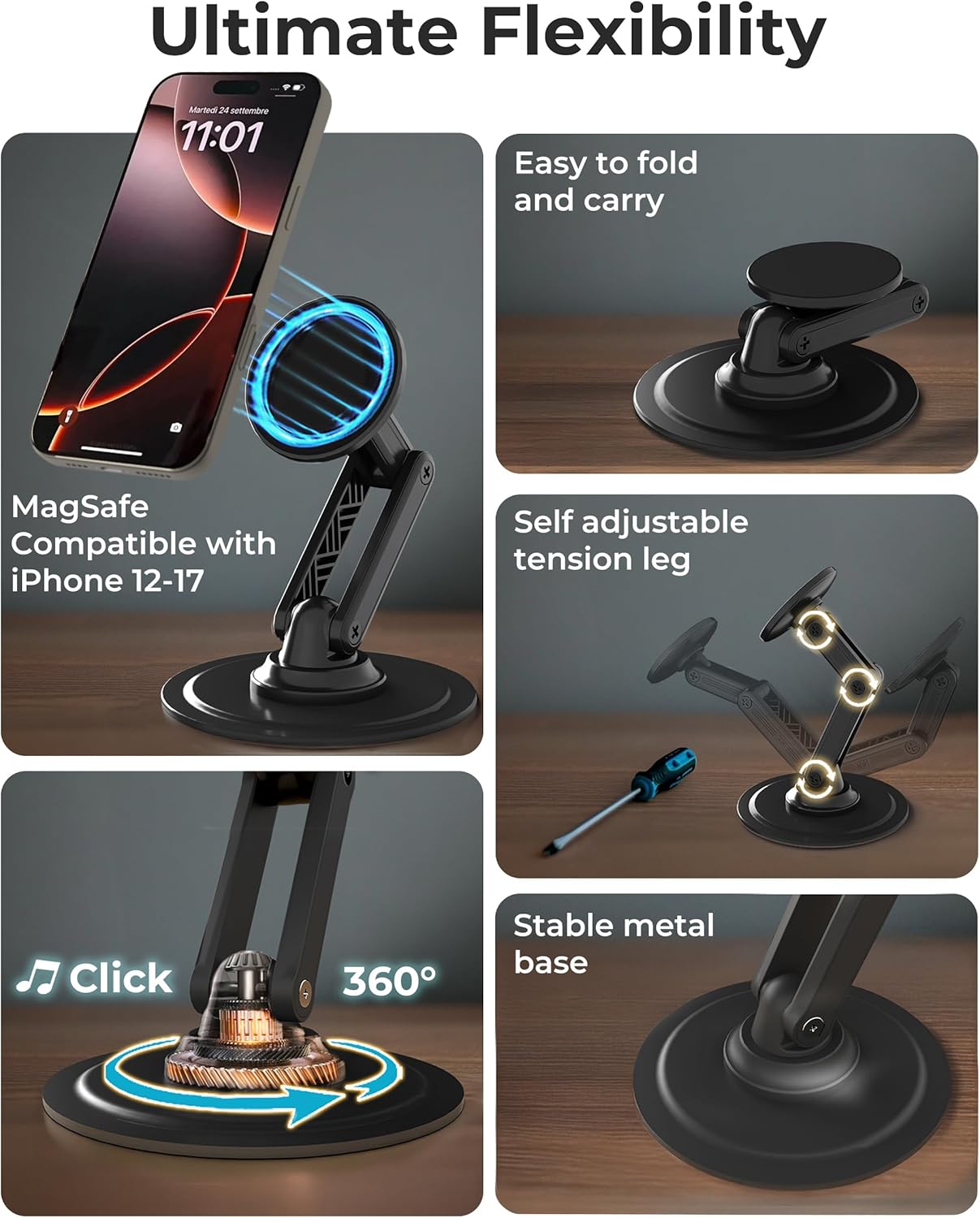 Detalle de COOPER Mag360: supporto magnetico da scrivania con rotazione a 360° per iPhone 12–17
