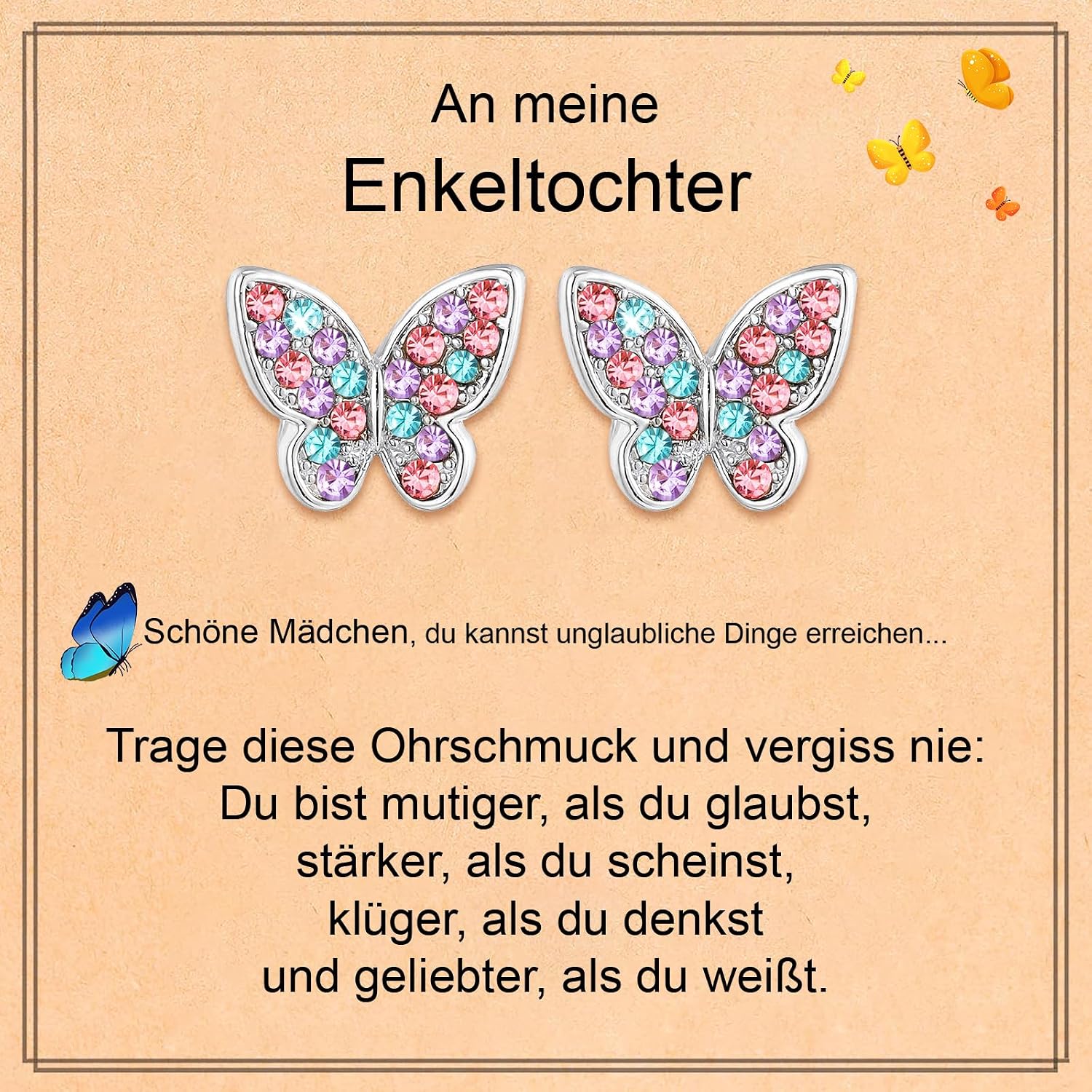 Detalle de Ohrringe Silber – Schmetterlings-Design für Mädchen | Geschenkideen
