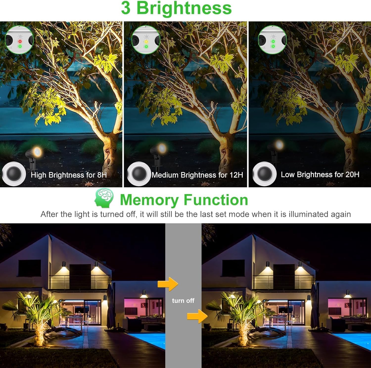 Thumbnail 3 de MEIHUA solar spot lights outdoor garden (4 in 1) 2700K warm white, IP66