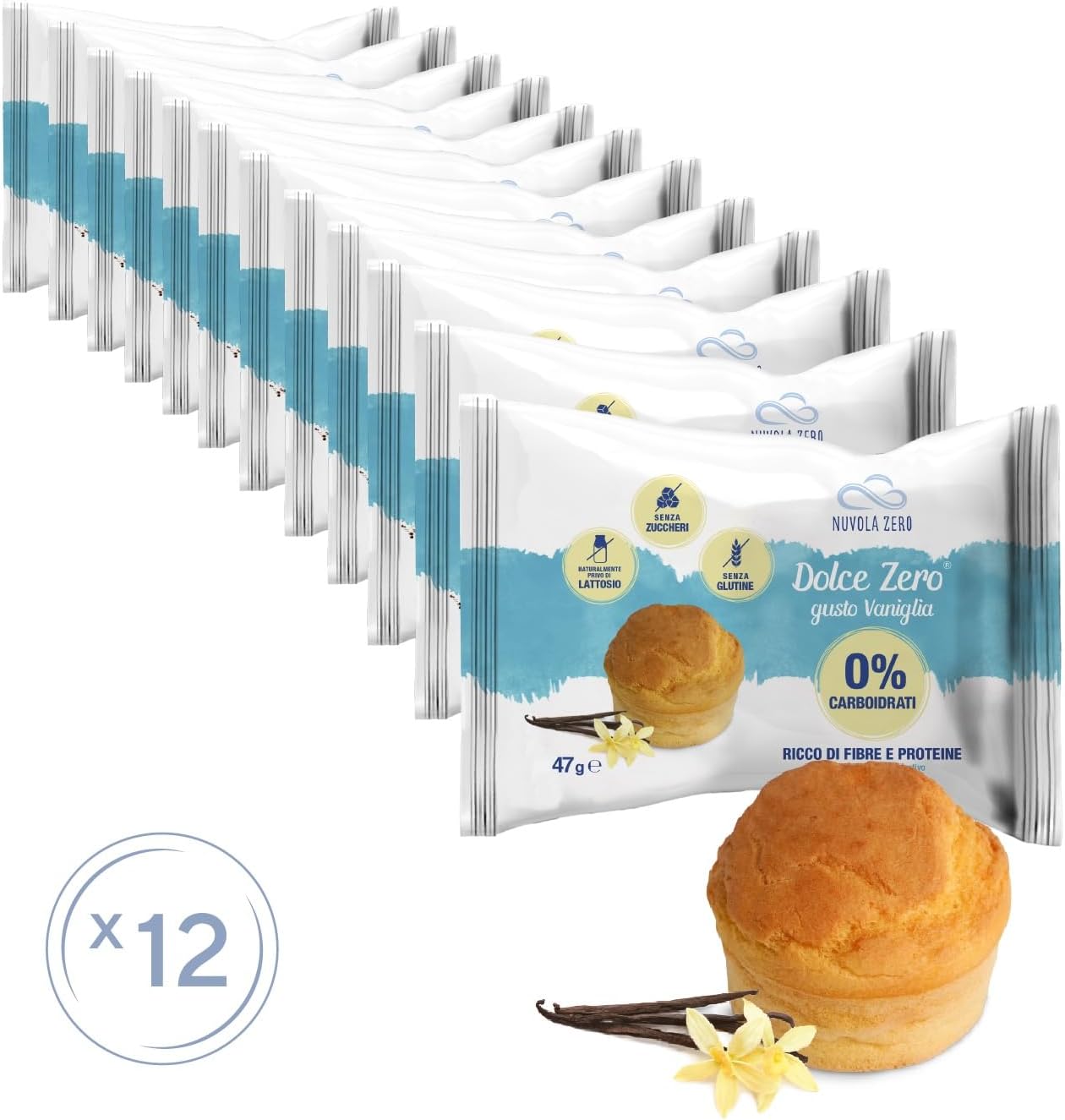 Detalle de Nuvola Zero Dolce Vaniglia – 12 porzioni, senza carboidrati né zuccheri, gluten free e lactose free