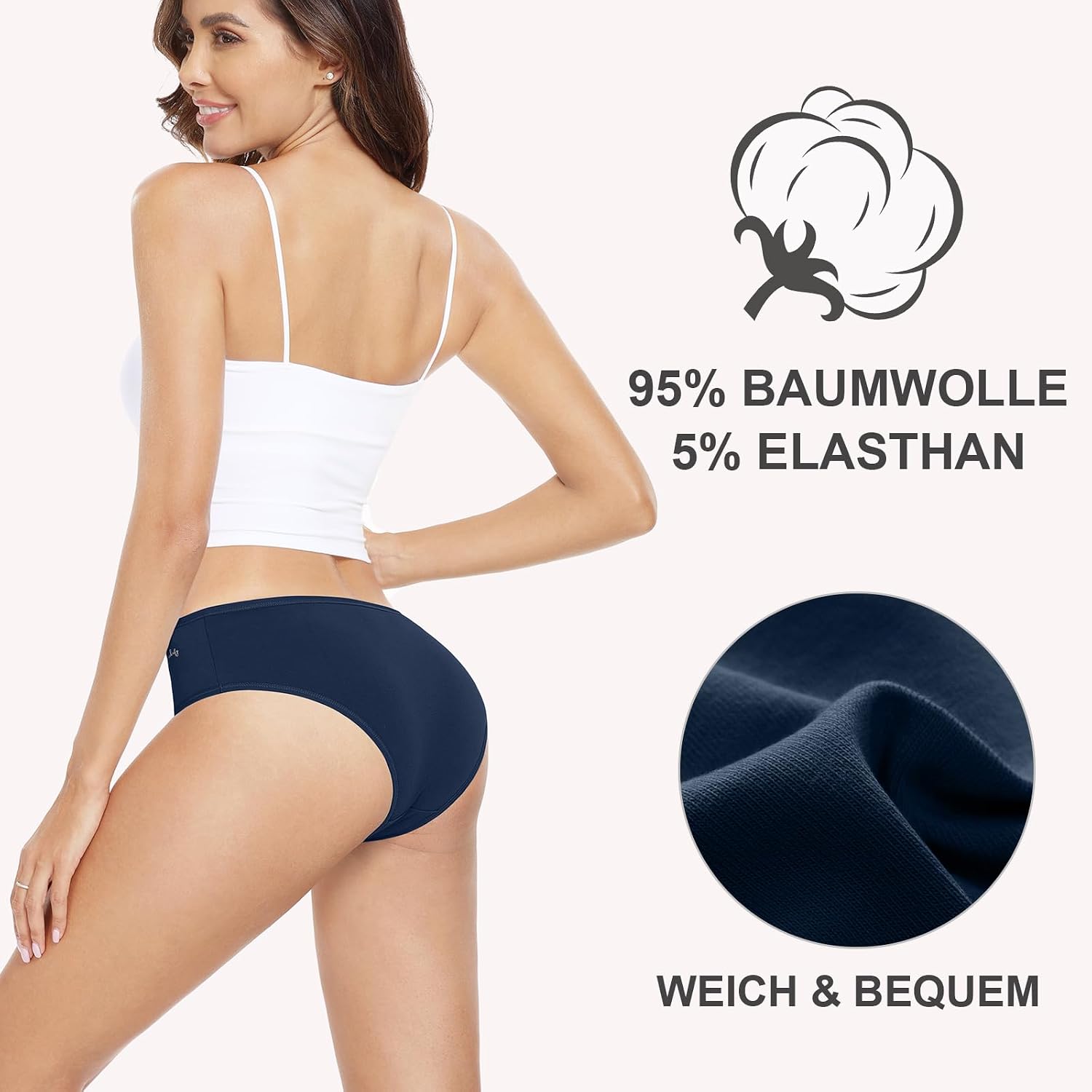 Detalle de Anqier Unterhosen Damen 6er Pack Baumwolle 🩲