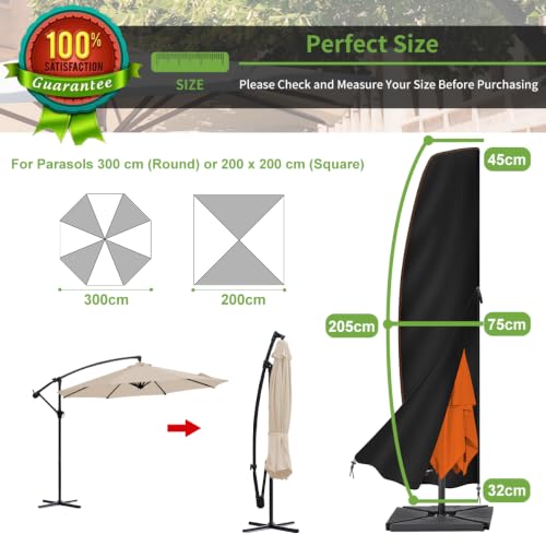 Detalle 2 de Enzeno Parasol Cover Waterproof 205x75x32x45cm 210D Oxford Fabric
