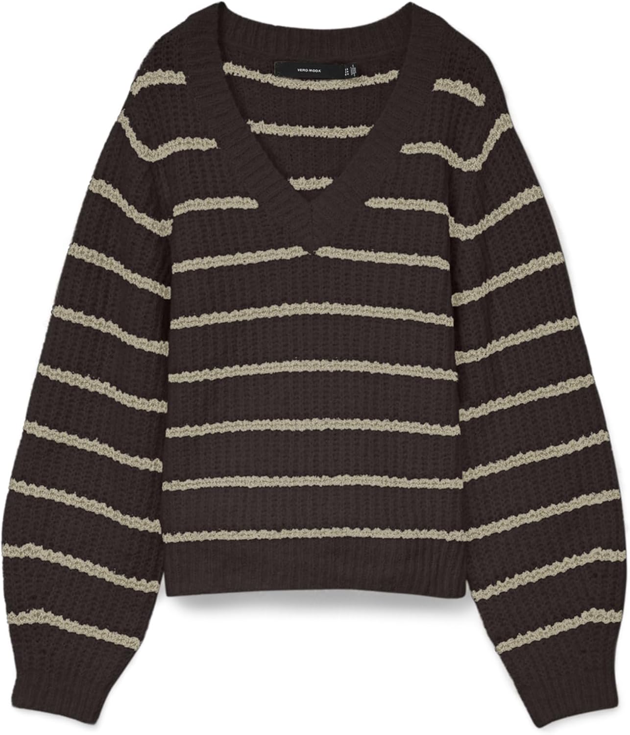 Detalle 2 de VERO MODA Vmawesome Shine Ls V-NCK Stripe Pull Boo Femme – Pull à col en V, manches longues, coupe normale