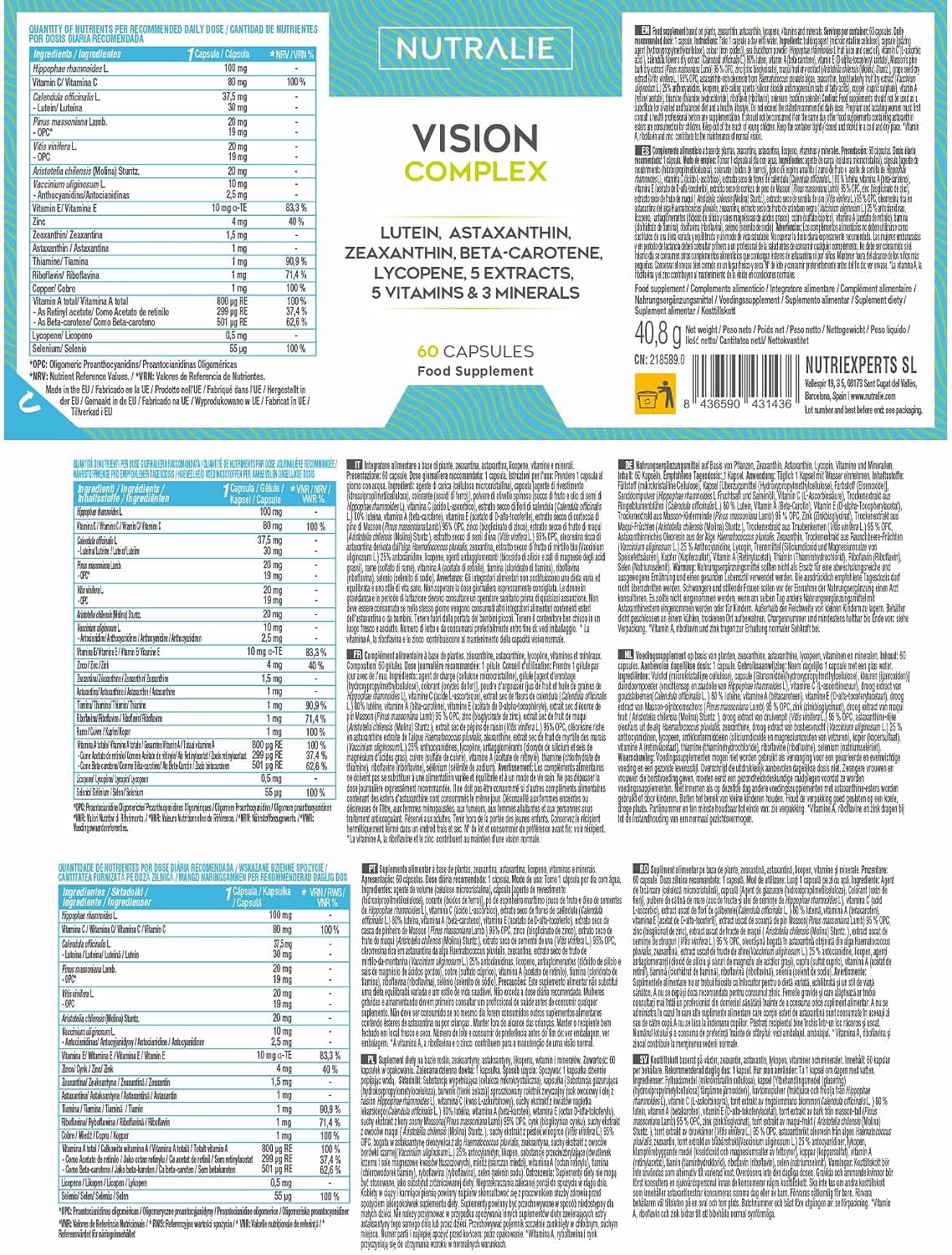 Thumbnail 5 de Vision Complex Nutralie 60 cápsulas 30 mg luteína