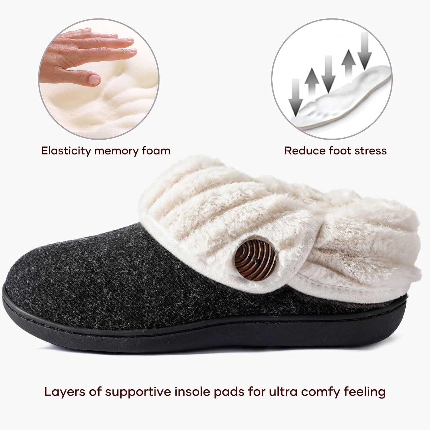 Detalle 2 de Wishcotton Women's Bootie Slippers with Memory Foam