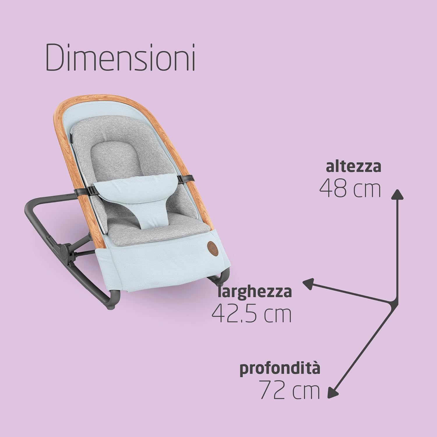 Thumbnail 6 de Maxi-Cosi Kori Sdraietta neonati 0-6 mesi in tessuto Essential Grey, pieghevole e reclinabile 3 posizioni