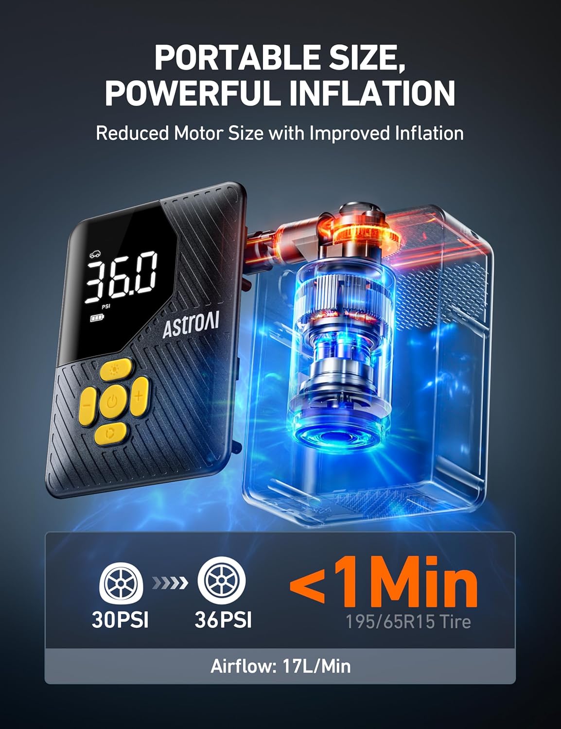 Thumbnail 1 de AstroAI L7 Mini Portable Tire Inflator 150 PSI