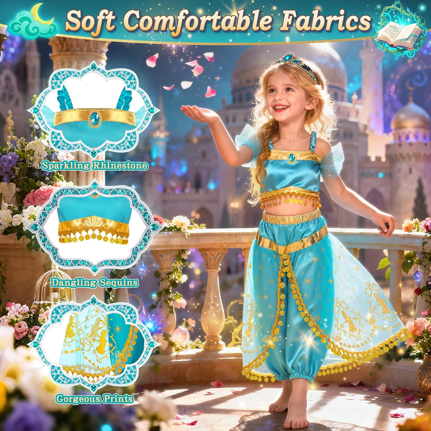 Detalle de Jeowoqao Princess Costumes for Girls (5-Piece Dress-Up Set) for Ages 3–6