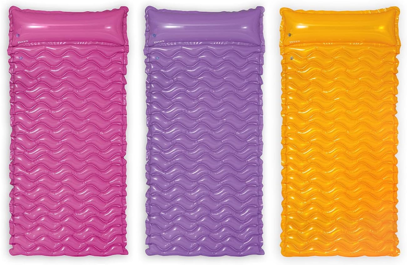 Detalle de Intex Tote-n-Float Wave Mats – Luftmatratze 229 x 86 cm, Farblich sortiert (58807EU)