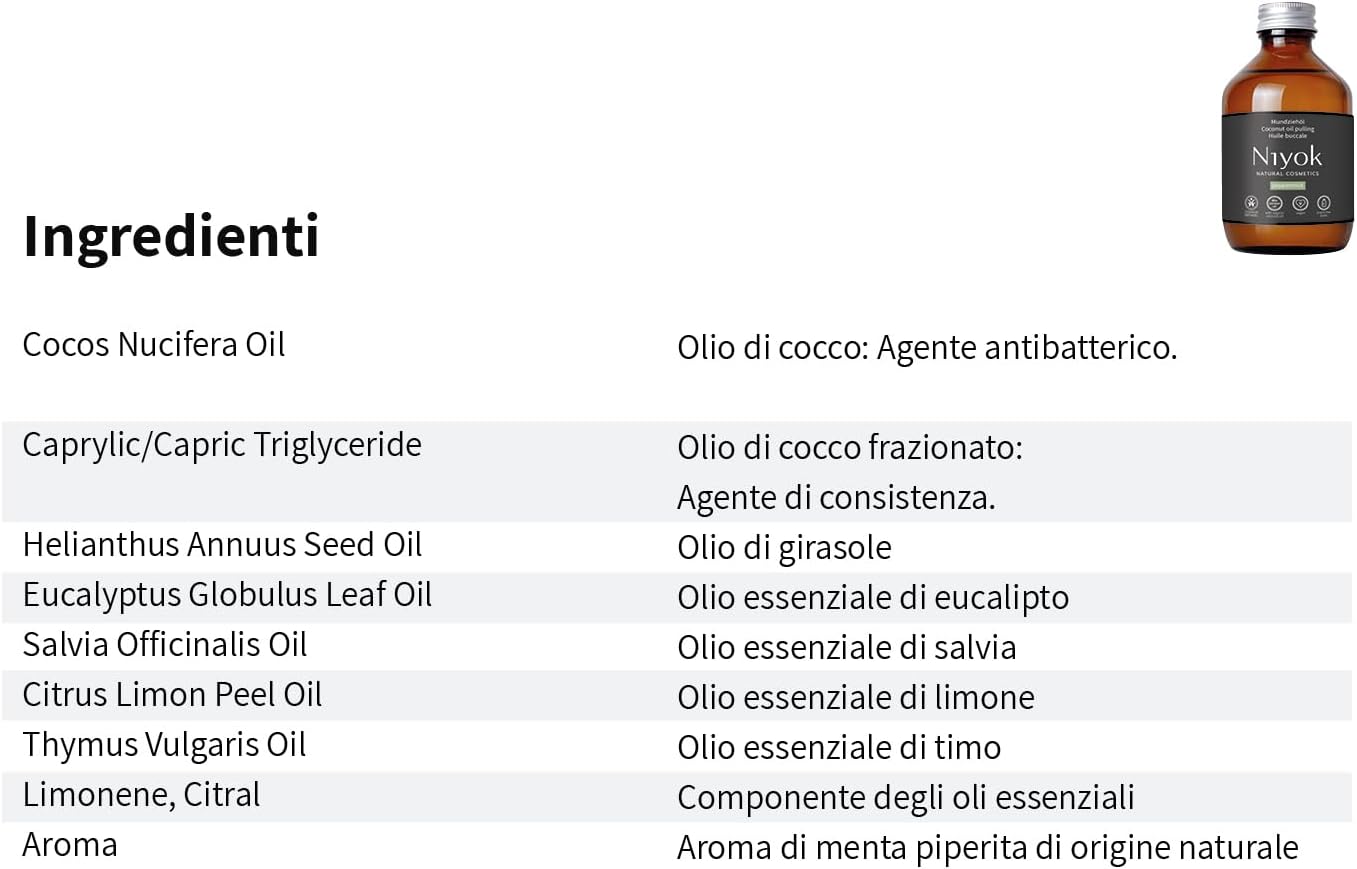 Detalle de Niyok Olio per oil pulling bio Menta Piperita 200 ml – crema naturale per igiene orale