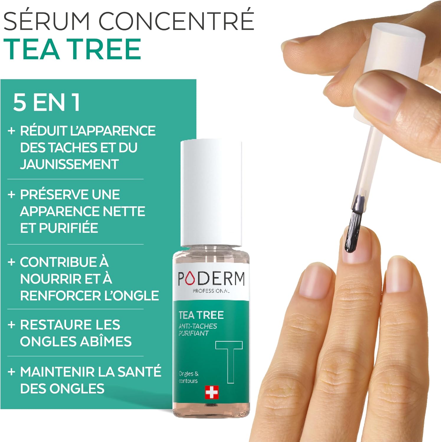 Thumbnail 1 de PODERM 5-in-1 nagelboosterserum Tea Tree, voor gele en beschadigde nagels, 6 ml