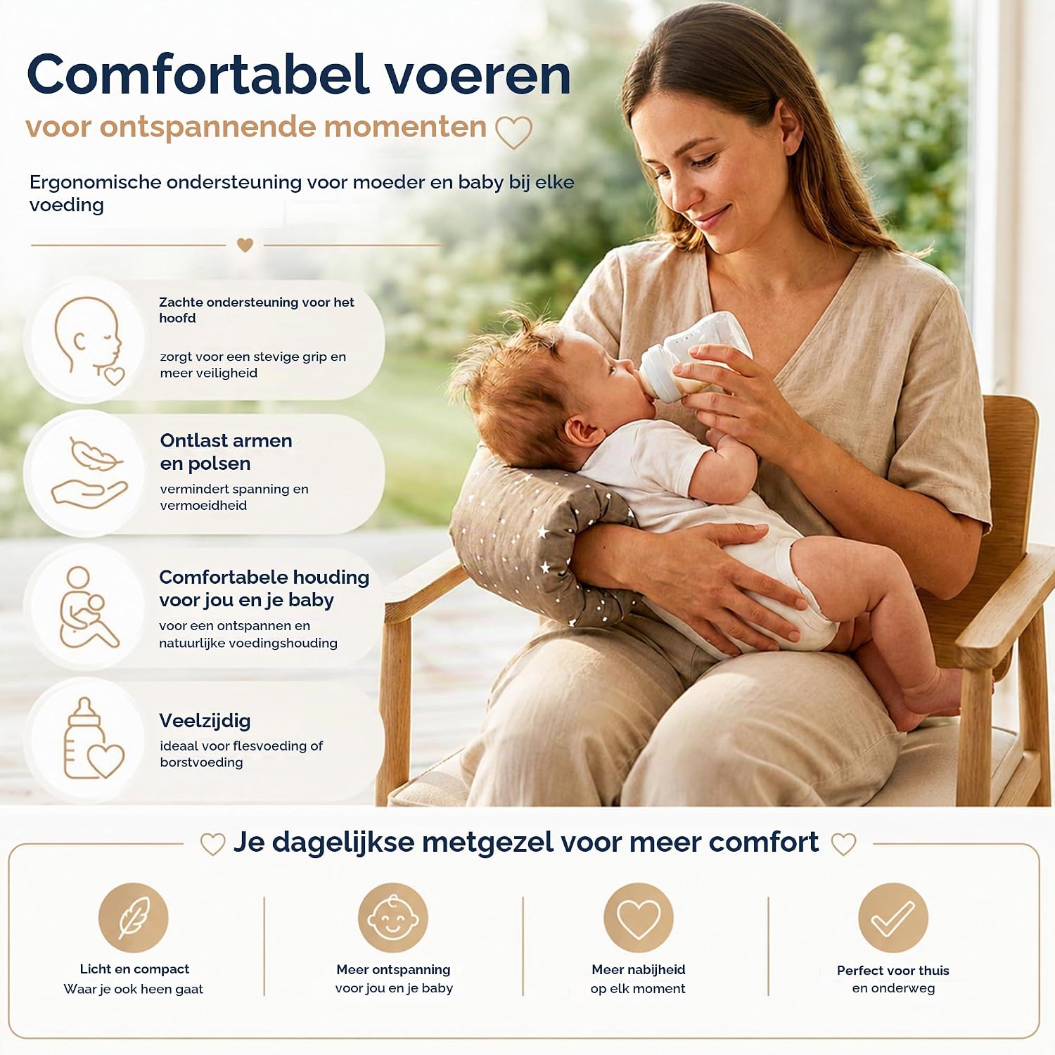 Detalle de Totsy Baby klein voedingskussen Giraffen, katoen en polyester, wasbaar op 30 °C