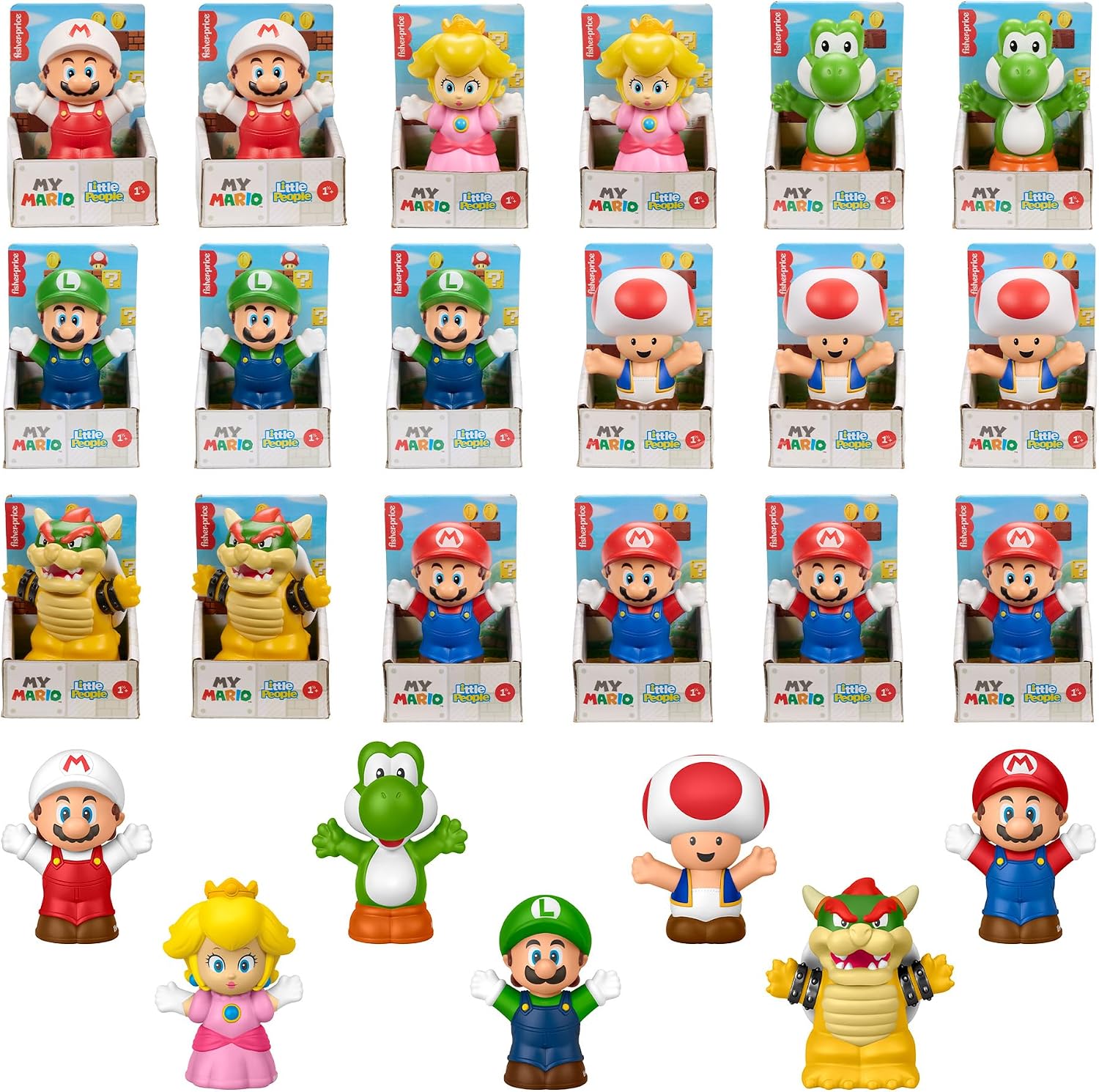 Detalle de Fisher-Price JHG64-986A マイマリオ リトルピープル フィギュア18体セット