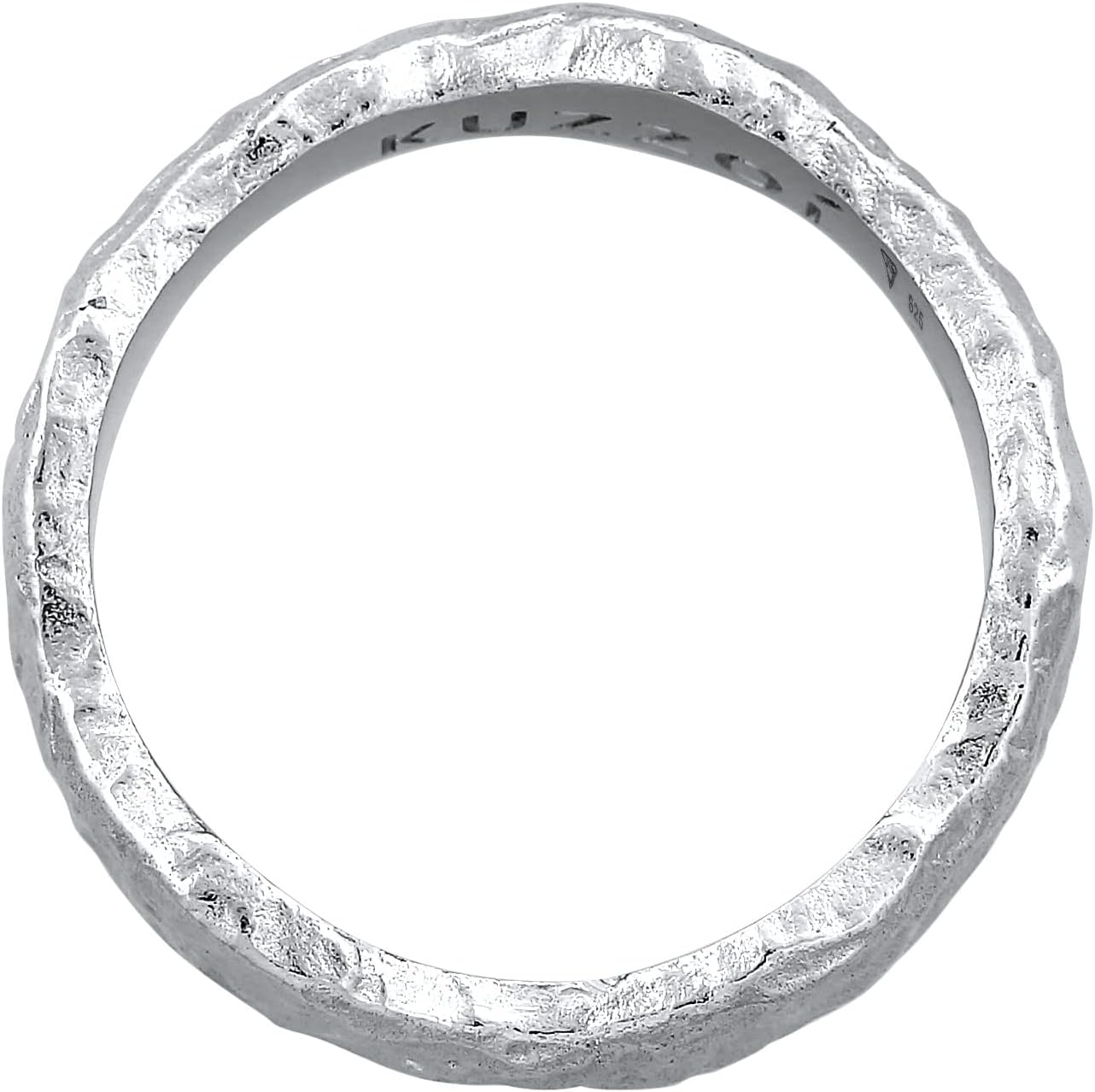 Detalle de Kuzzoi Herrenring 5 mm aus 925 Sterling Silber, gehämmerte Ringschiene (Ringgrößen 60–66)