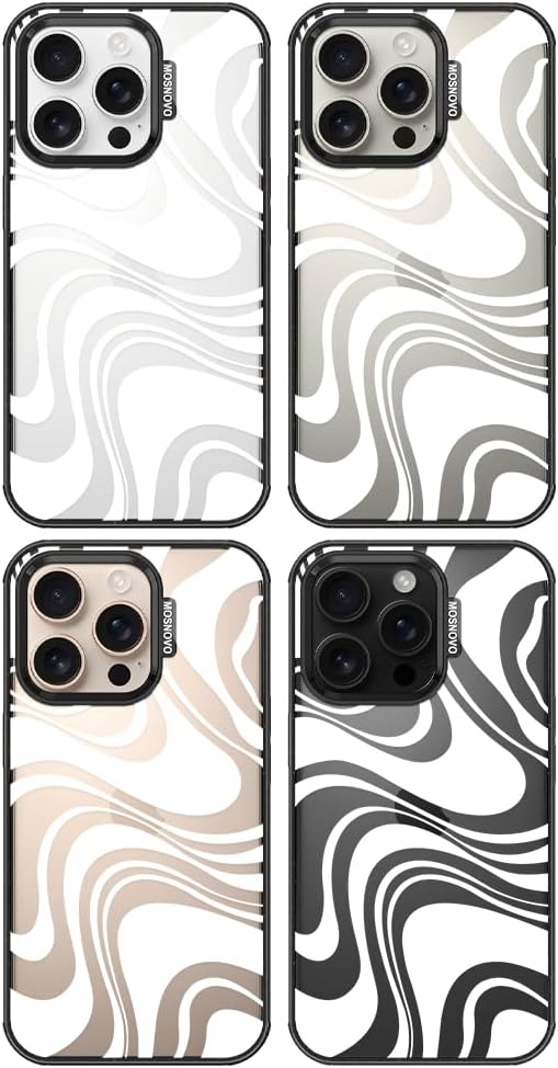 Detalle de MOSNOVO iPhone 16 Pro Case — Military-Grade Drop Protection, Dual-Layer Durability, Remolino White/Black Transparent