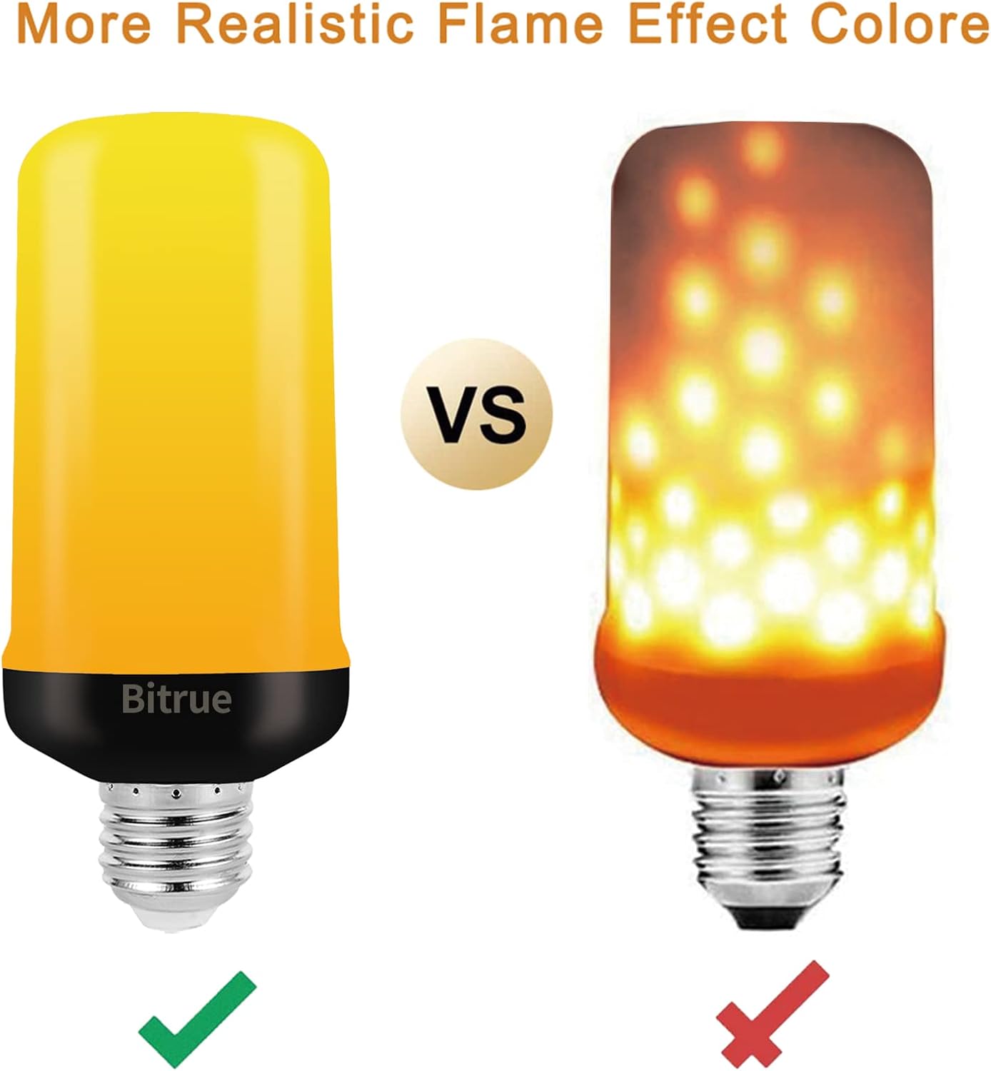 Detalle de Bitrue BF200103D A19 LED Flame Bulbs, E26 Base, 4 Modes, 4-Pack