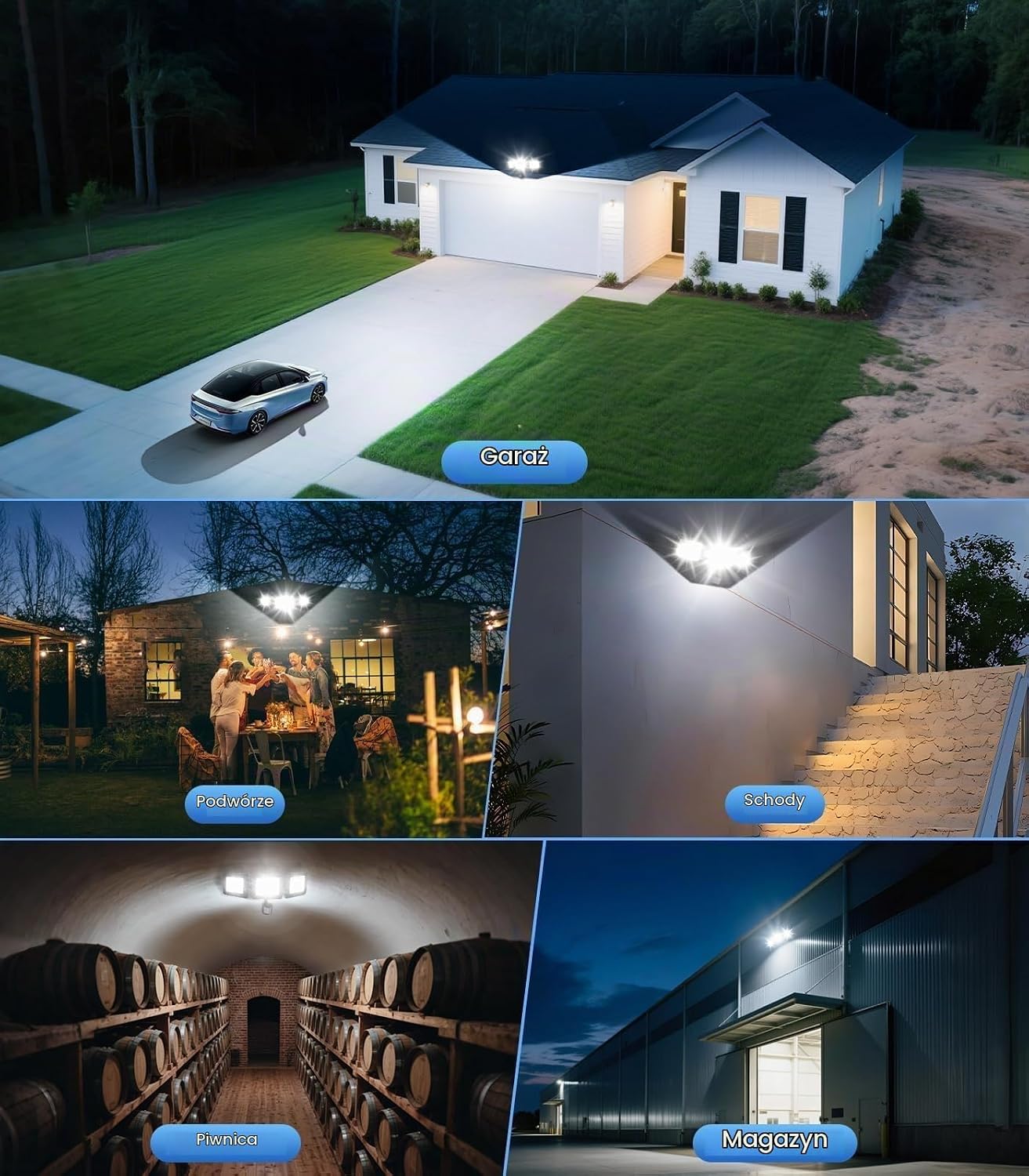 Thumbnail 6 de MEIHUA TSFA0100 reflektor LED 100 W z czujnikiem ruchu, 3 głowice, IP66